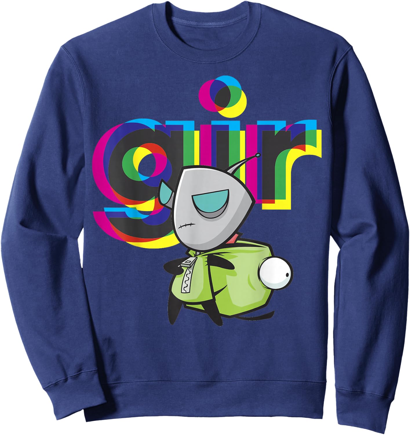 Invader Zim Gir Mask Off Colorful Power Stance Portrait Sweatshirt - Sweatshirt | Navy
