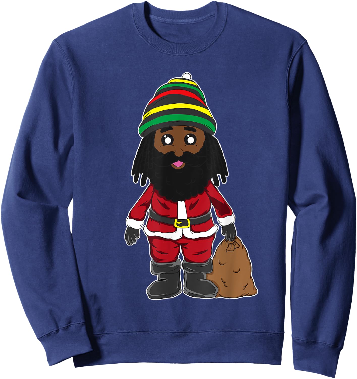 Christmas Jamaican Santa Claus Reggae Flag Colors Party Gift Sweatshirt - Sweatshirt | Navy
