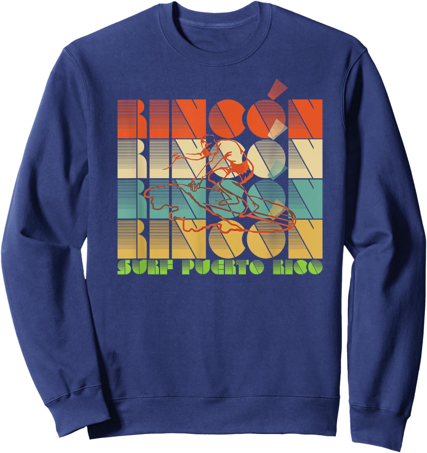Rincon Puerto Rico Vintage Surfing Graphic Sweatshirt - Sweatshirt | Navy
