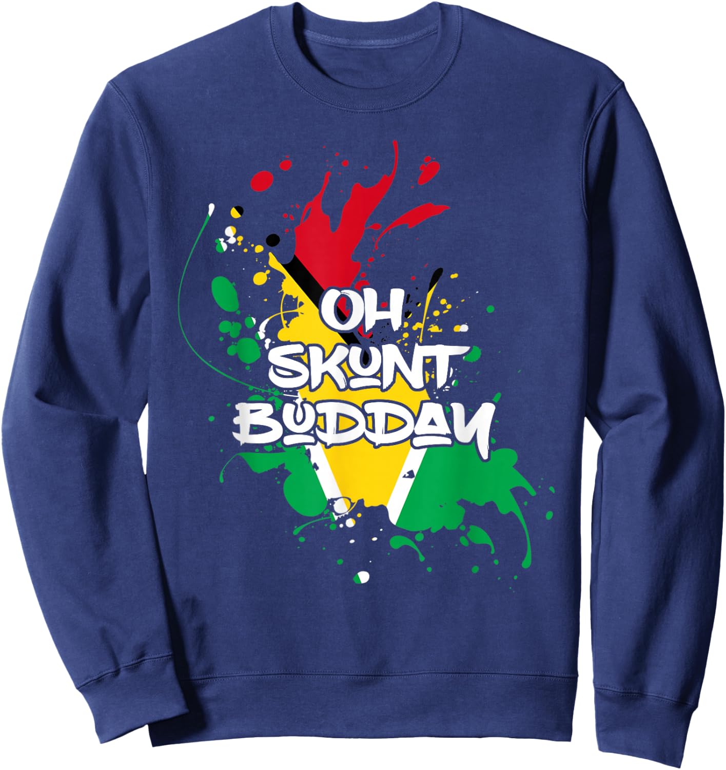 Skunt with Guyana Flag Funny Patriotic Sweatshirt - Sweatshirt | Navy