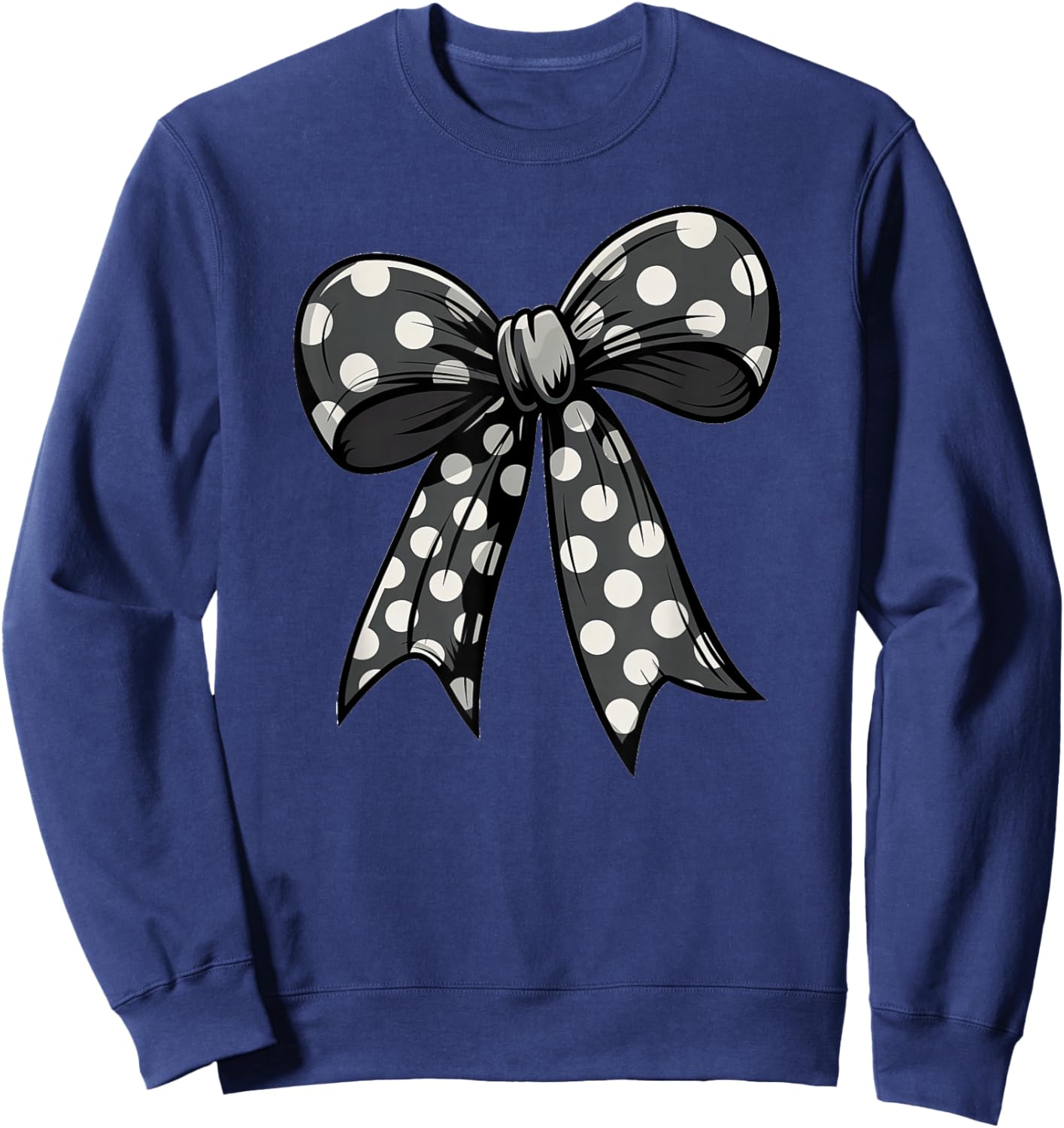 Stylish Black Polka Dot Bow Retro Coquette inspired Sweatshirt - Sweatshirt | Navy