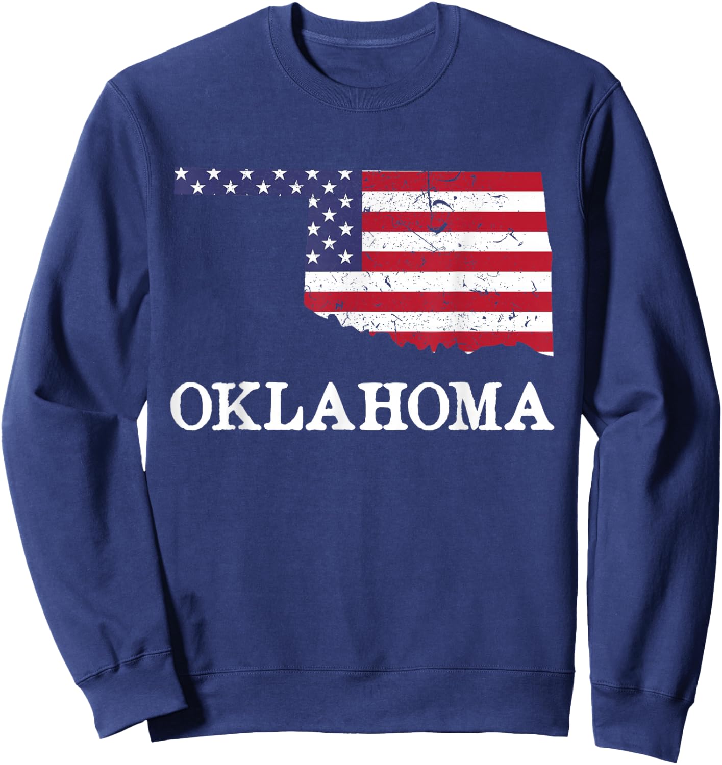 Oklahoma Map State American Flag Shirt 4th Of July Pride Women Kids Men Sweatshirt - Sweatshirt | Navy