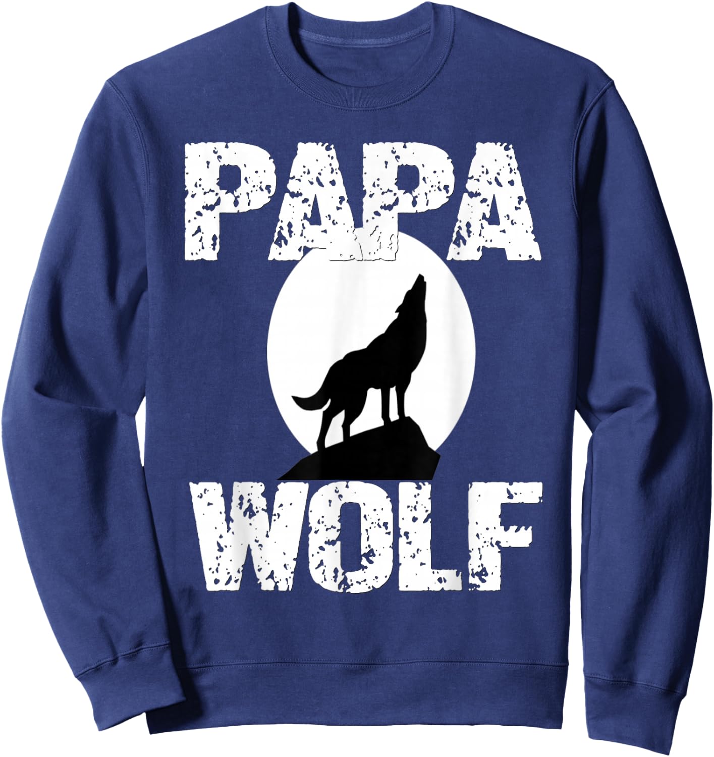 Papa Wolf Matching Family Wolves Moon Father Dad Grandpa Sweatshirt - Sweatshirt | Navy