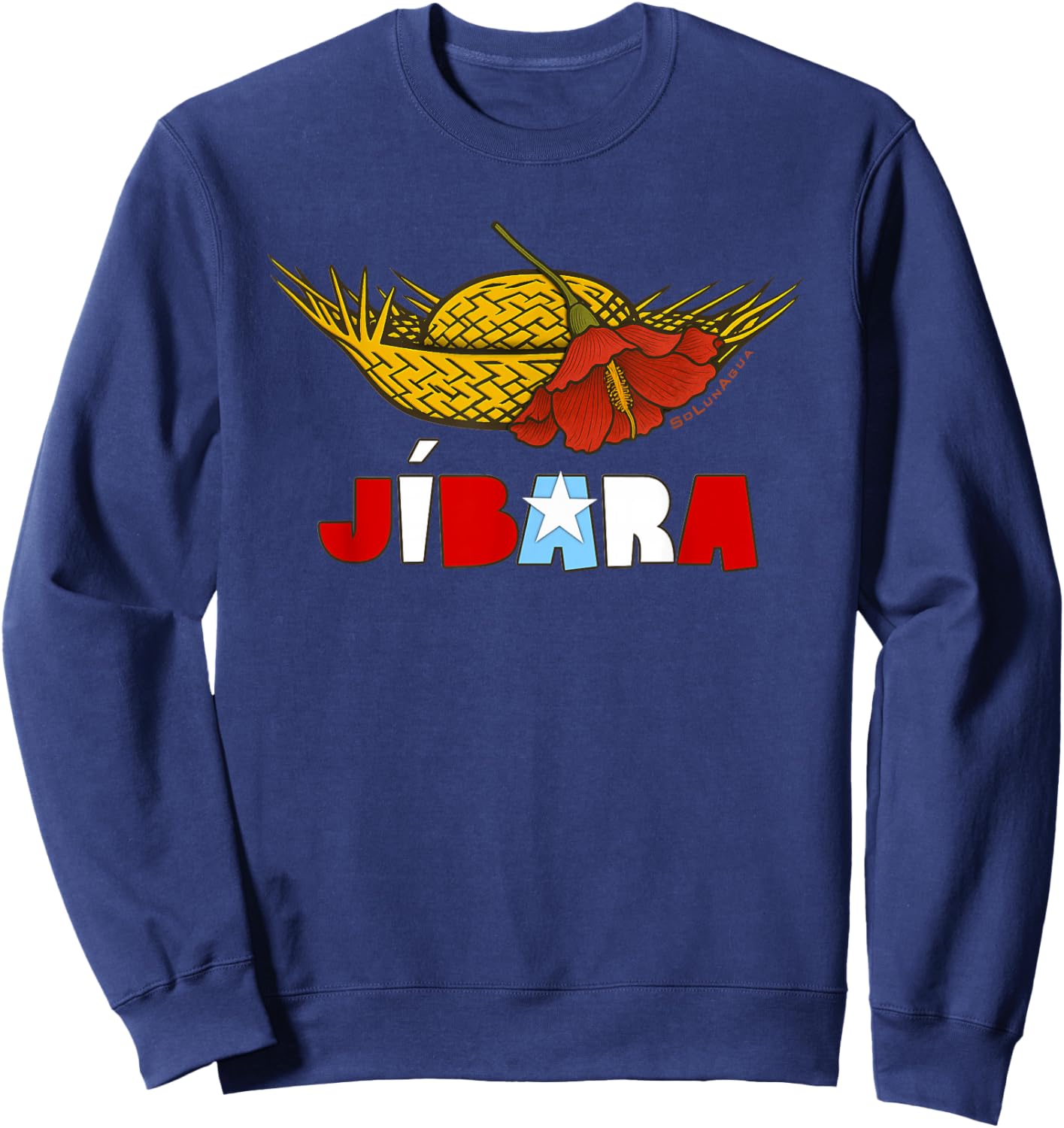 Puerto Rican Jibaro Pava Vibrant MAGA Flower Boricua Jibara Sweatshirt - Sweatshirt | Navy