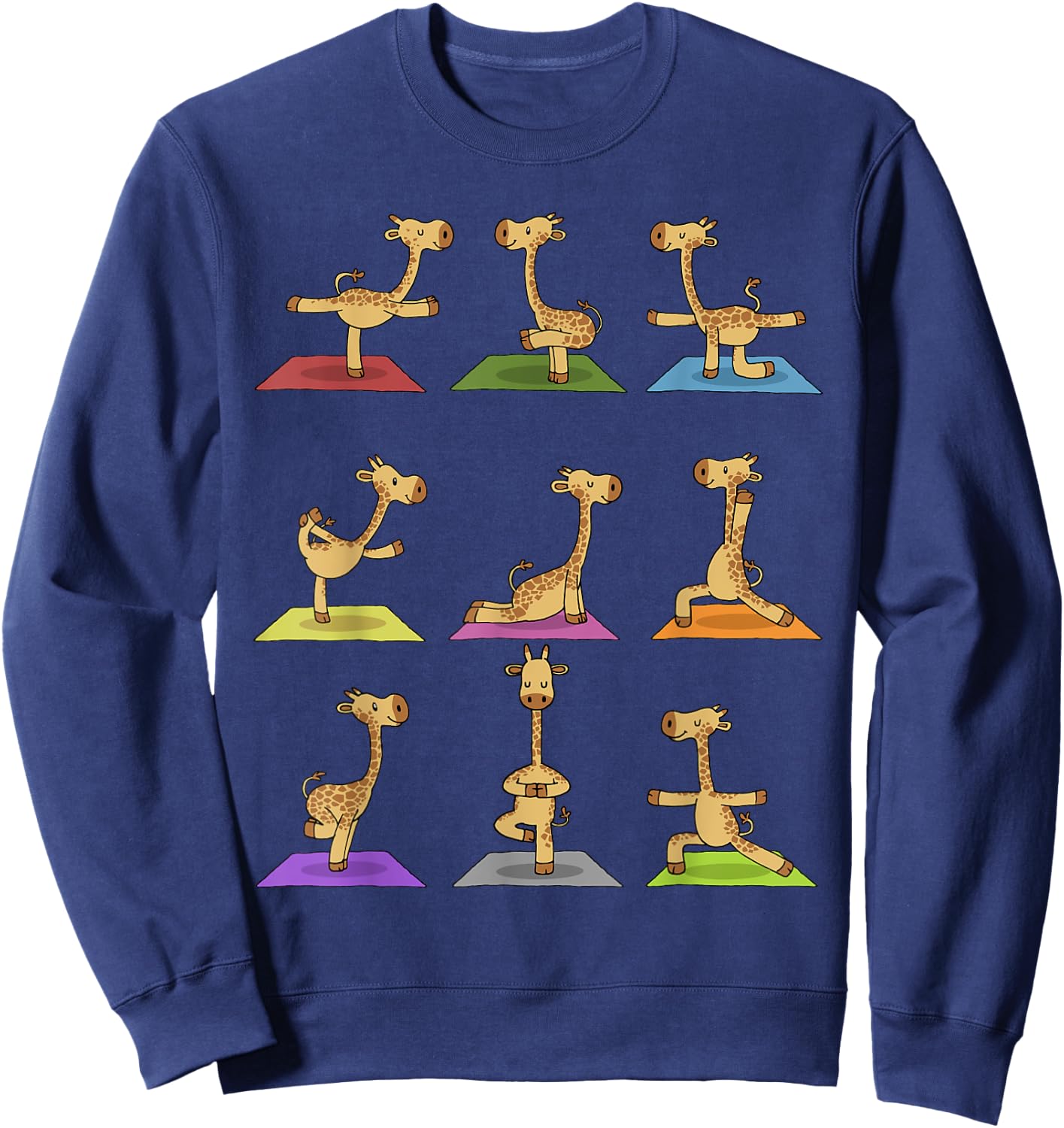 Giraffe Yoga Funny Giraffes In Yoga Poses Sports Sweatshirt - Sweatshirt | Navy