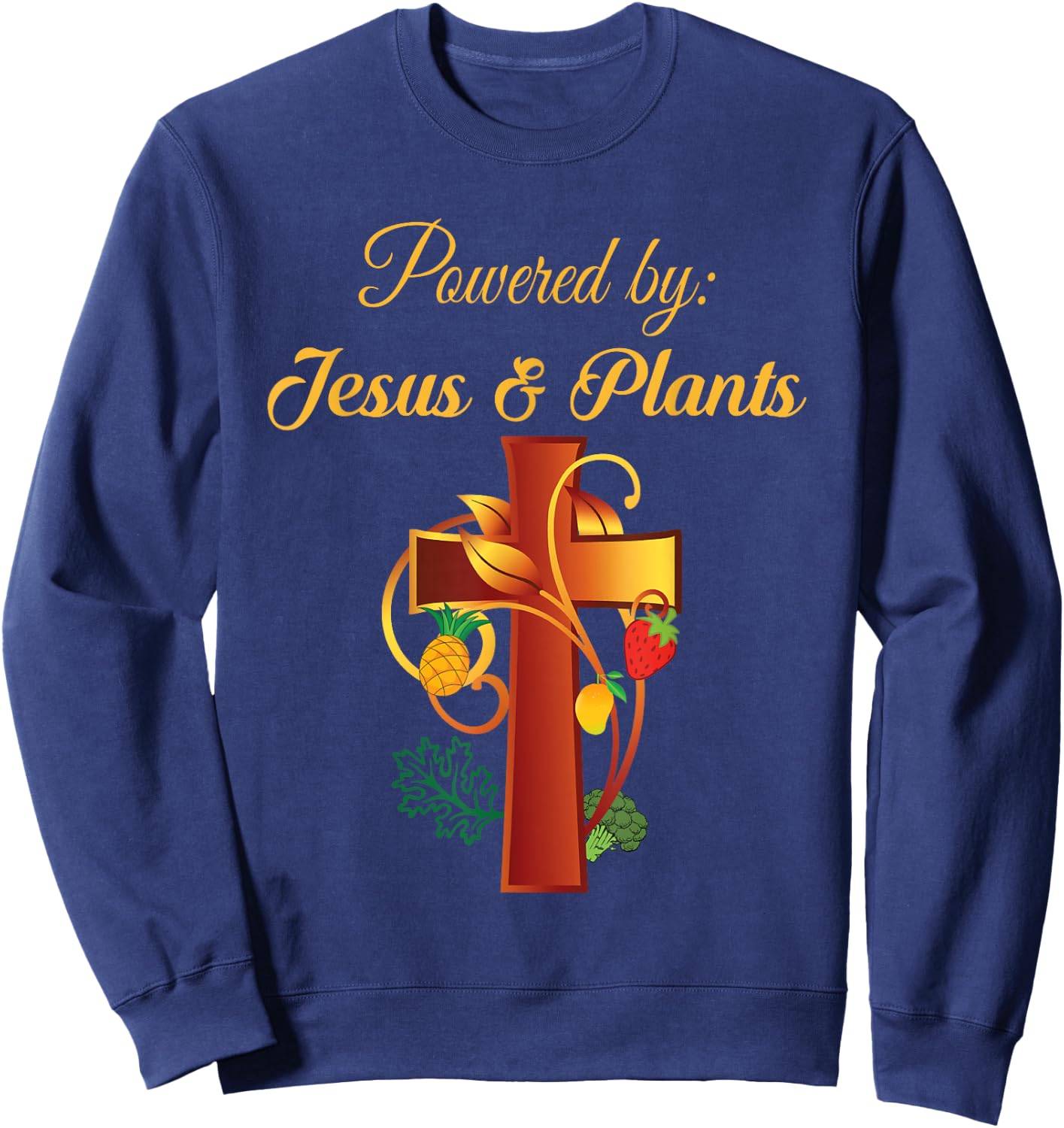 Christian Shirt Jesus and Plants Vegan Vegetarian Christian Sweatshirt - Sweatshirt | Navy