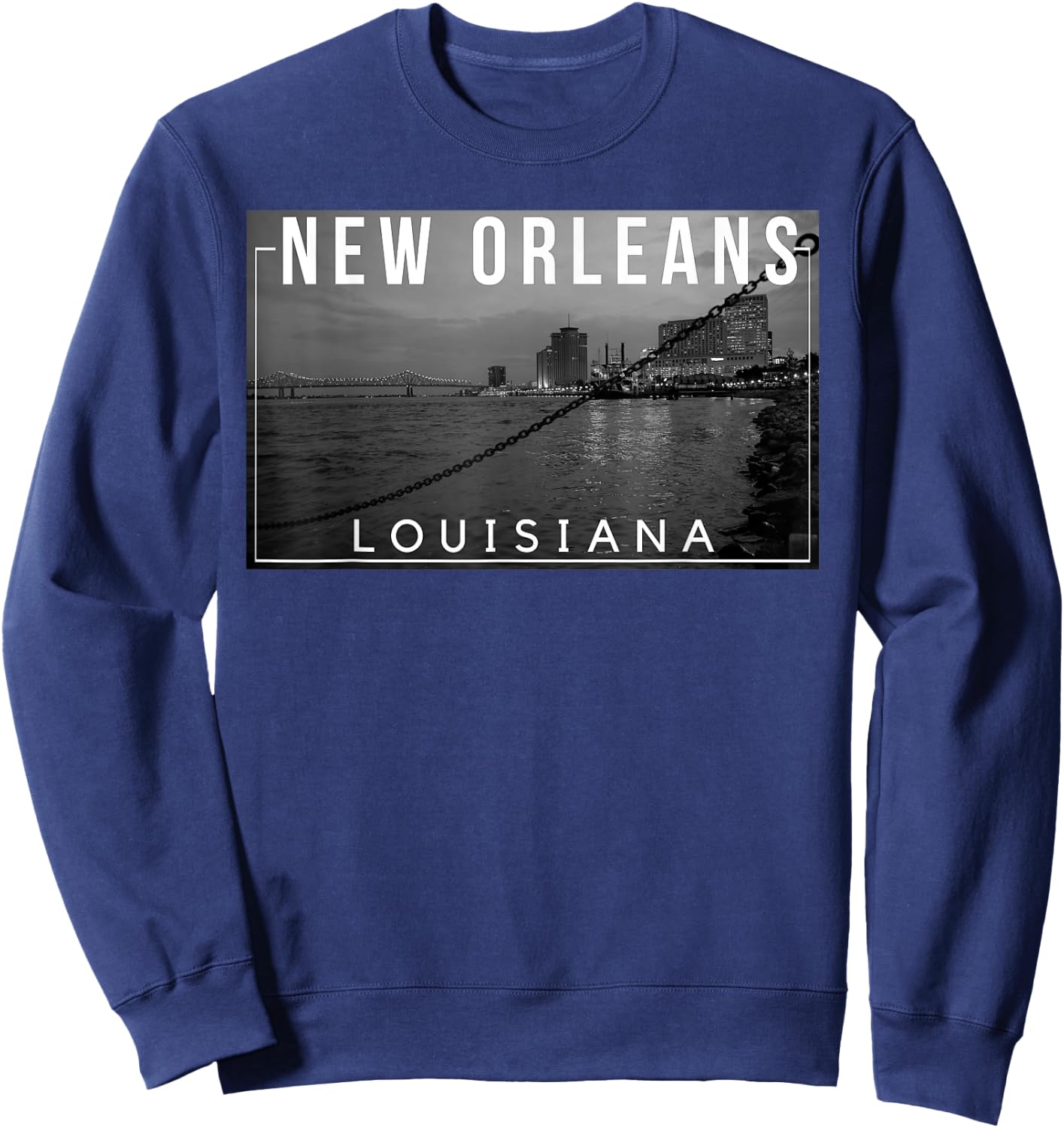 New Orleans Louisiana Mardi Gras 504 Jazz Skyline Sweatshirt - Sweatshirt | Navy
