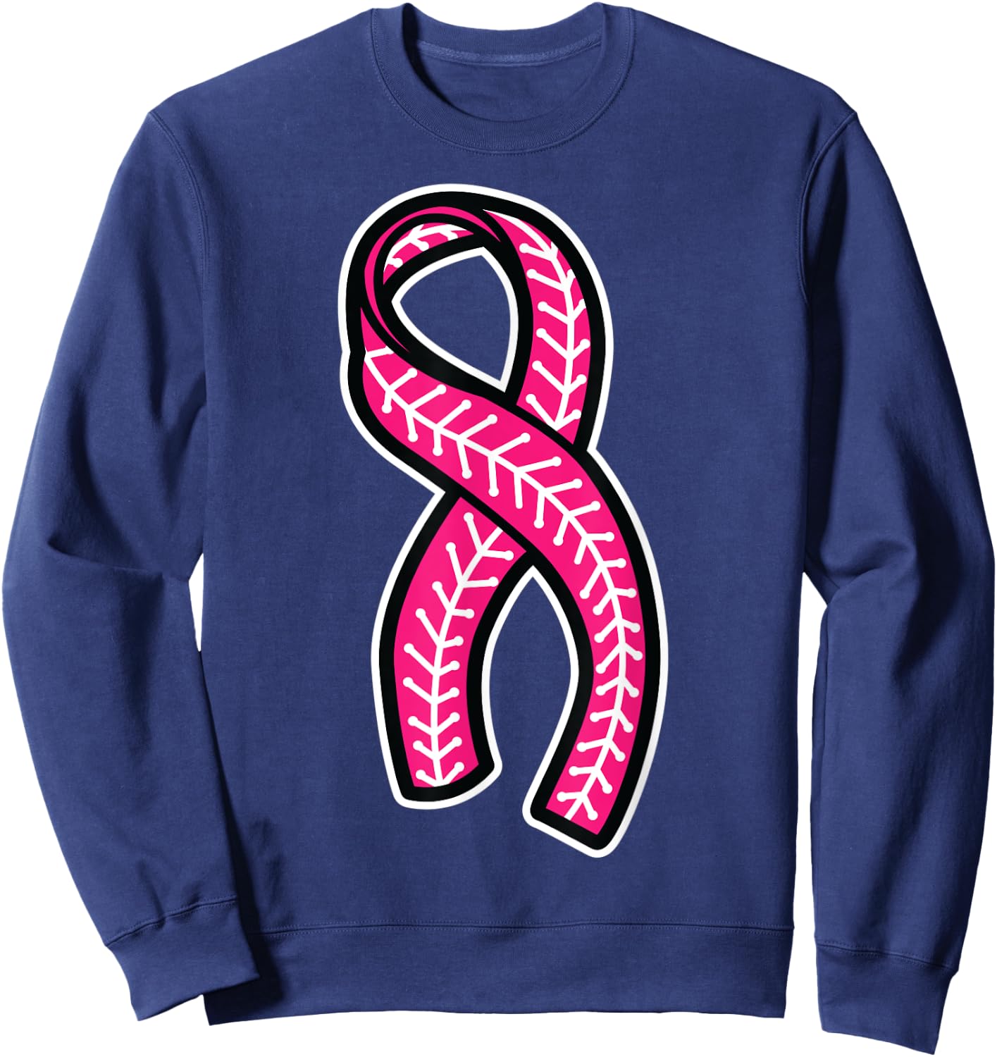 Baseball Pink Ribbon Breast Cancer Awareness Shirt Sweatshirt - Sweatshirt | Navy