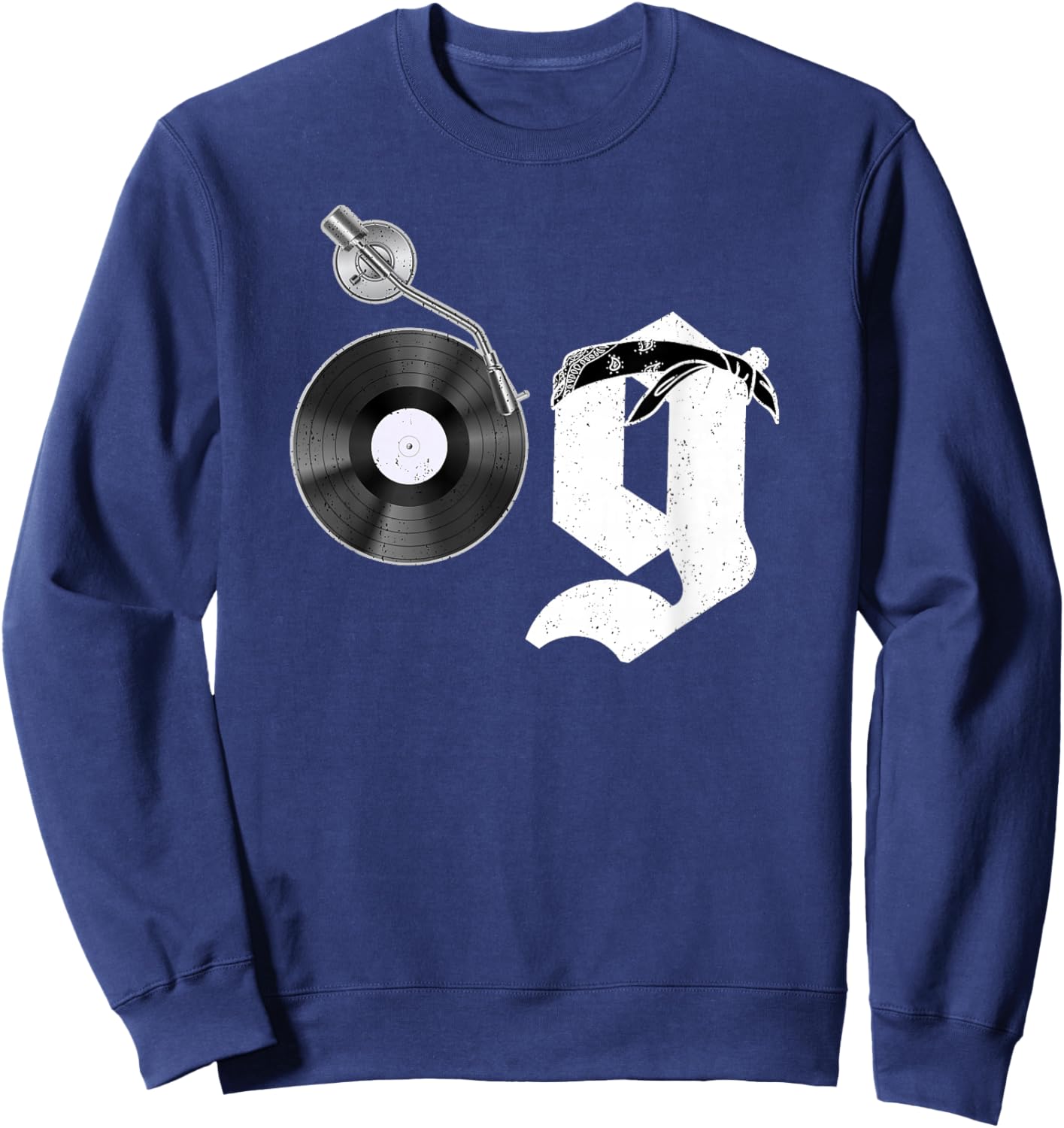 Old School OG Hip Hop Head Vinyl, CDs, Tapes 80s 90s Retro Sweatshirt - Sweatshirt | Navy