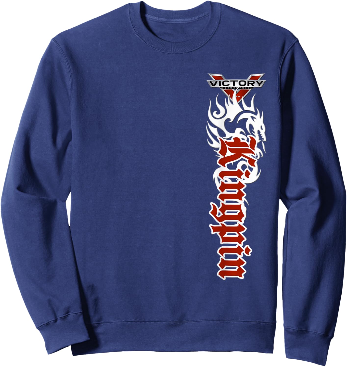 Drooling Bully Kustoms Kingpin Tribal Motorcycle - Men's Black Small Classic Fit Short Sleeve Cotton Polyester Sweatshirt - Sweatshirt | Navy