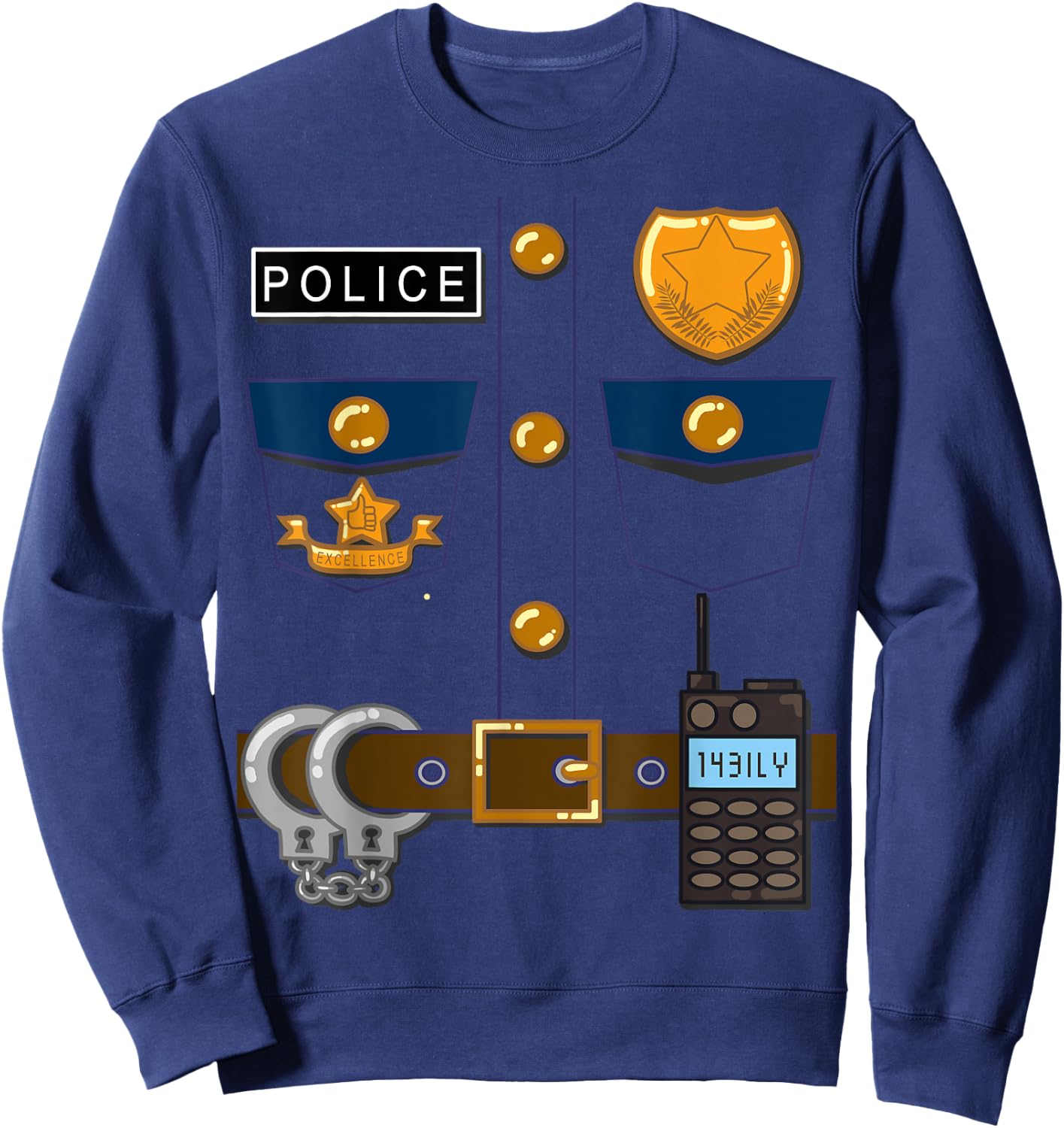 Policeman Costume Funny Halloween Police Officer T Shirt Sweatshirt - Sweatshirt | Navy
