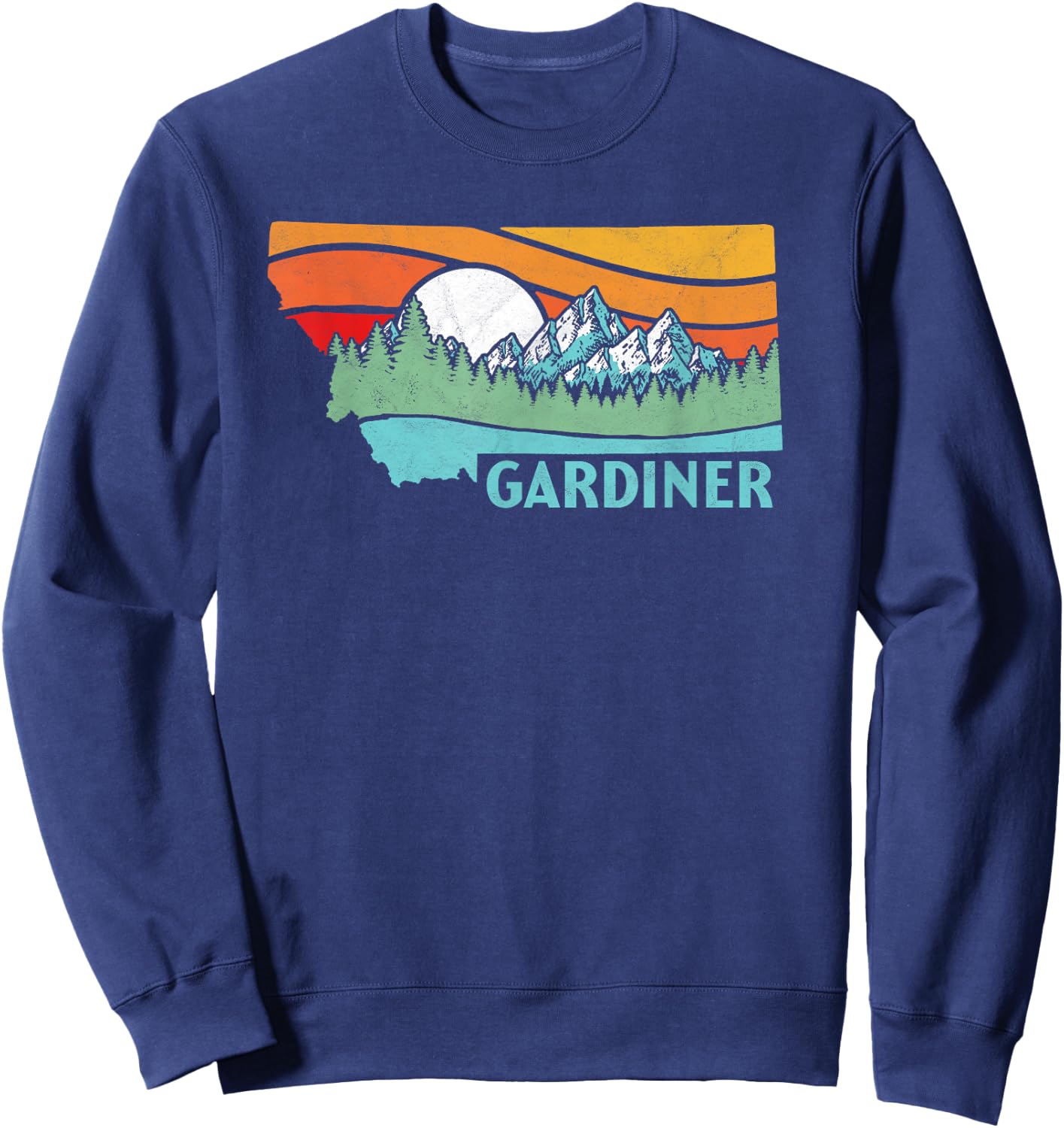Gardiner Montana Outdoors Retro Mountains & Nature Sweatshirt - Sweatshirt | Navy