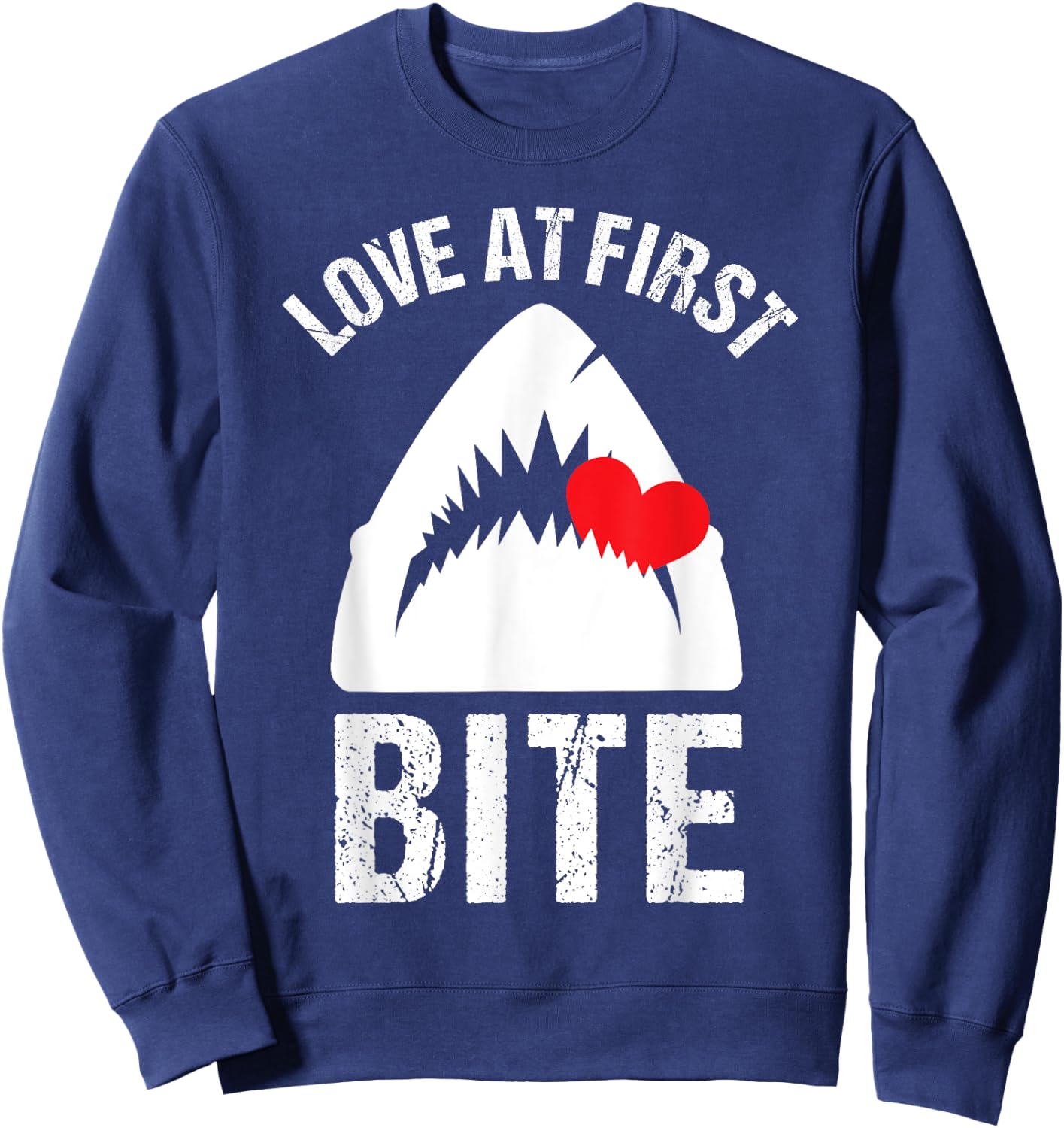 Valentines Shirt for Boys Funny Shark Quote Love Bite Sweatshirt - Sweatshirt | Navy