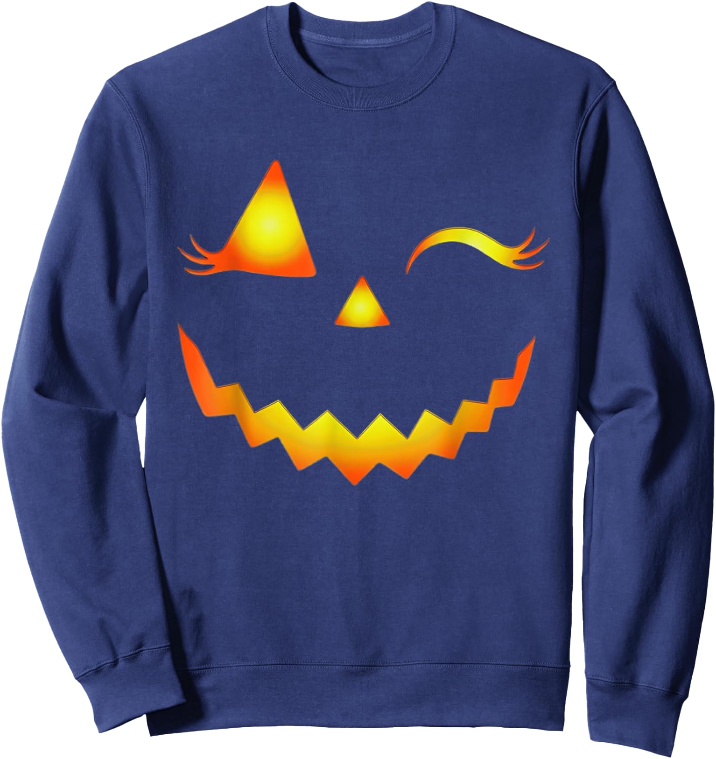 Jack O Lantern Face Pumpkin Eyelashes Hallowen Costume Sweatshirt - Sweatshirt | Navy