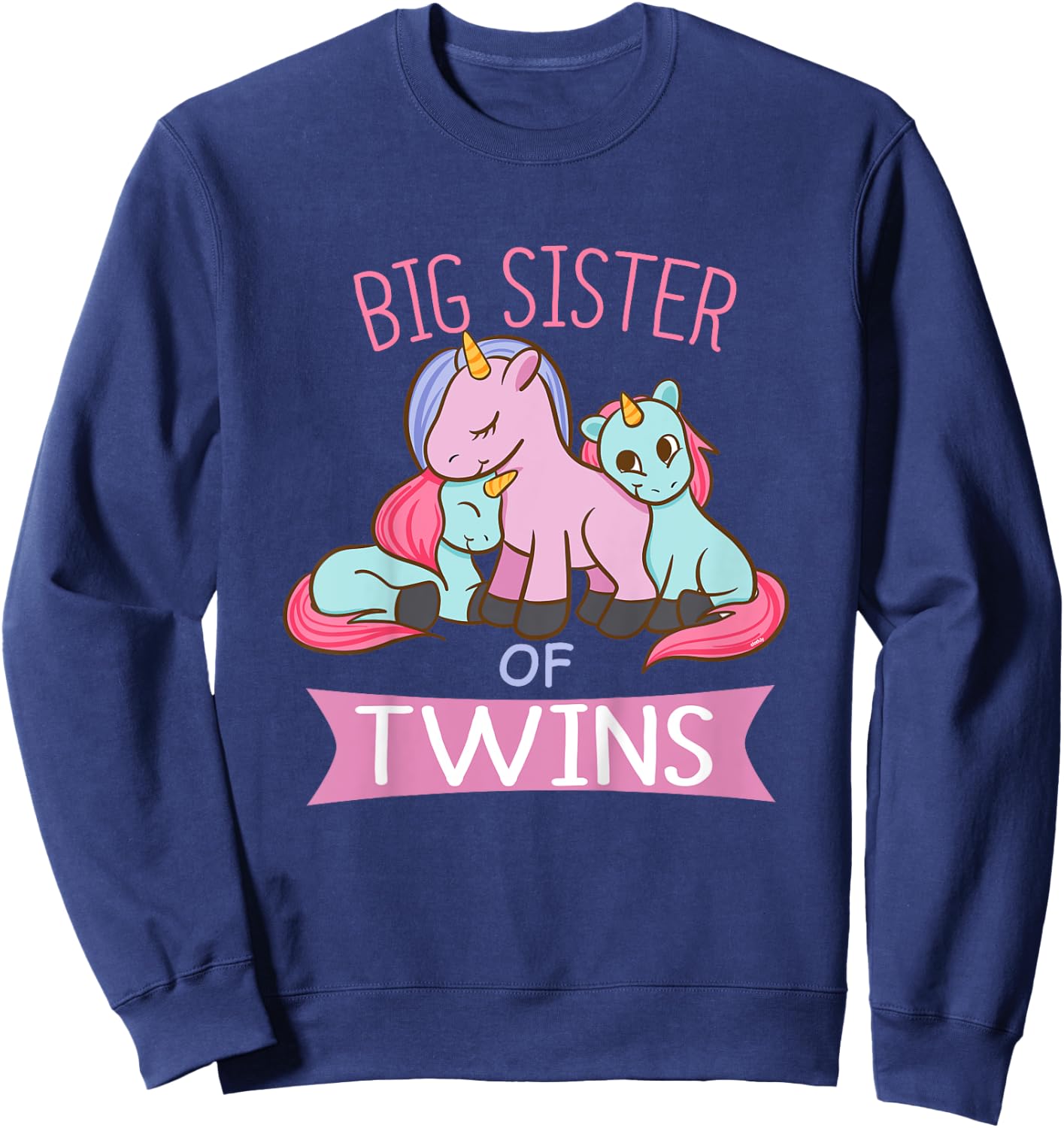 Big Sister of Twins Unicorn Twin Sweatshirt - Sweatshirt | Navy