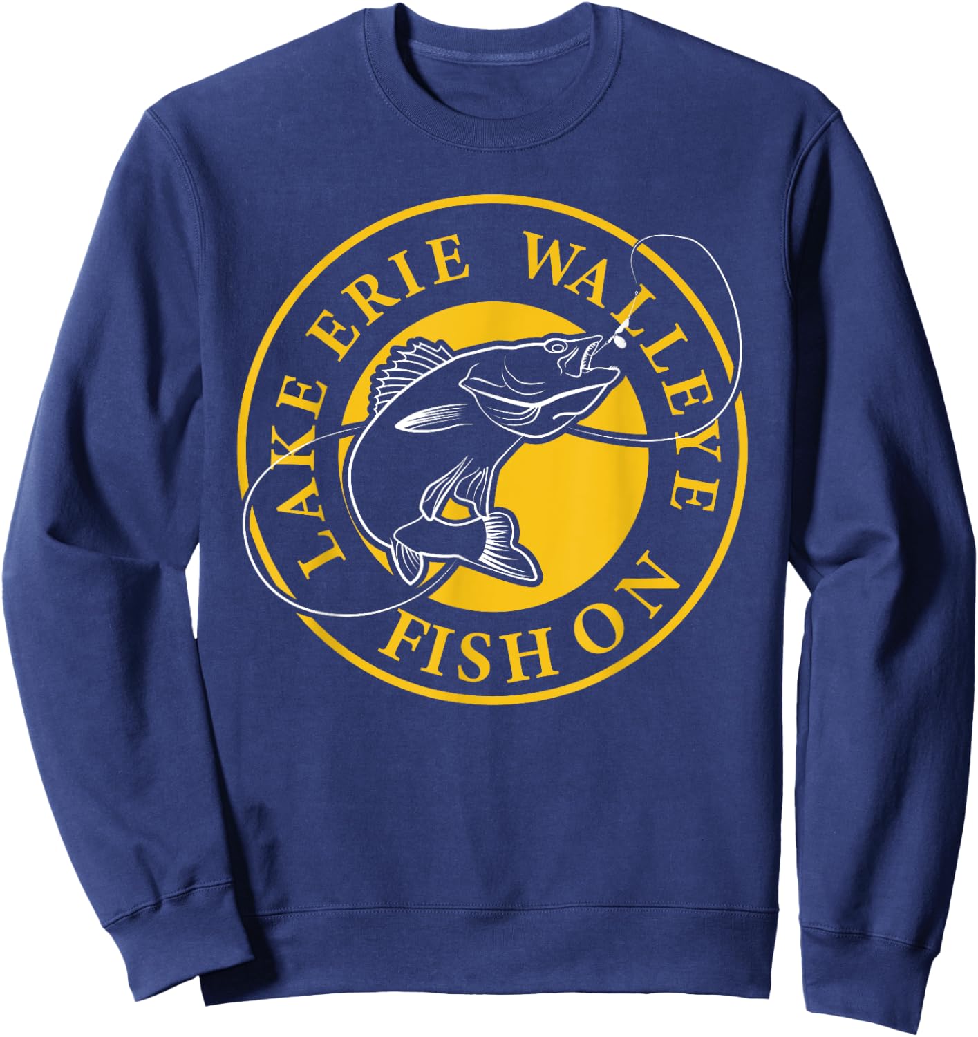 Lake Erie Walleye Fish On Sweatshirt - Sweatshirt | Navy