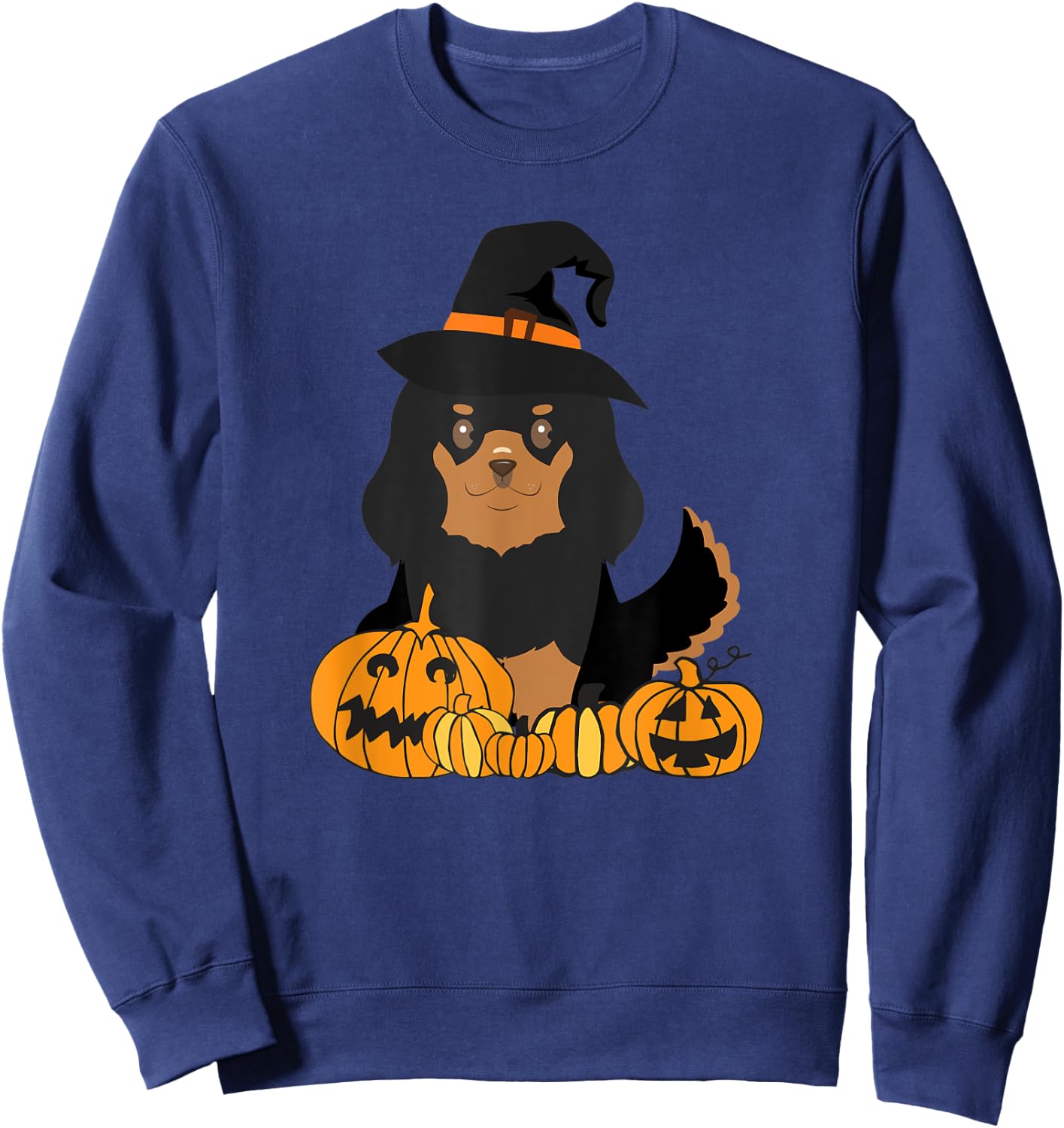 Black Tan Cavalier King Charles Spaniel Dog Halloween Sweatshirt - Sweatshirt | Navy