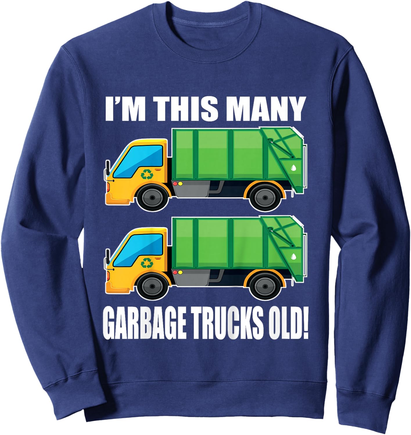 2 Year Old Garbage Truck 2nd Birthday Shirt for Toddler Boy Sweatshirt - Sweatshirt | Navy