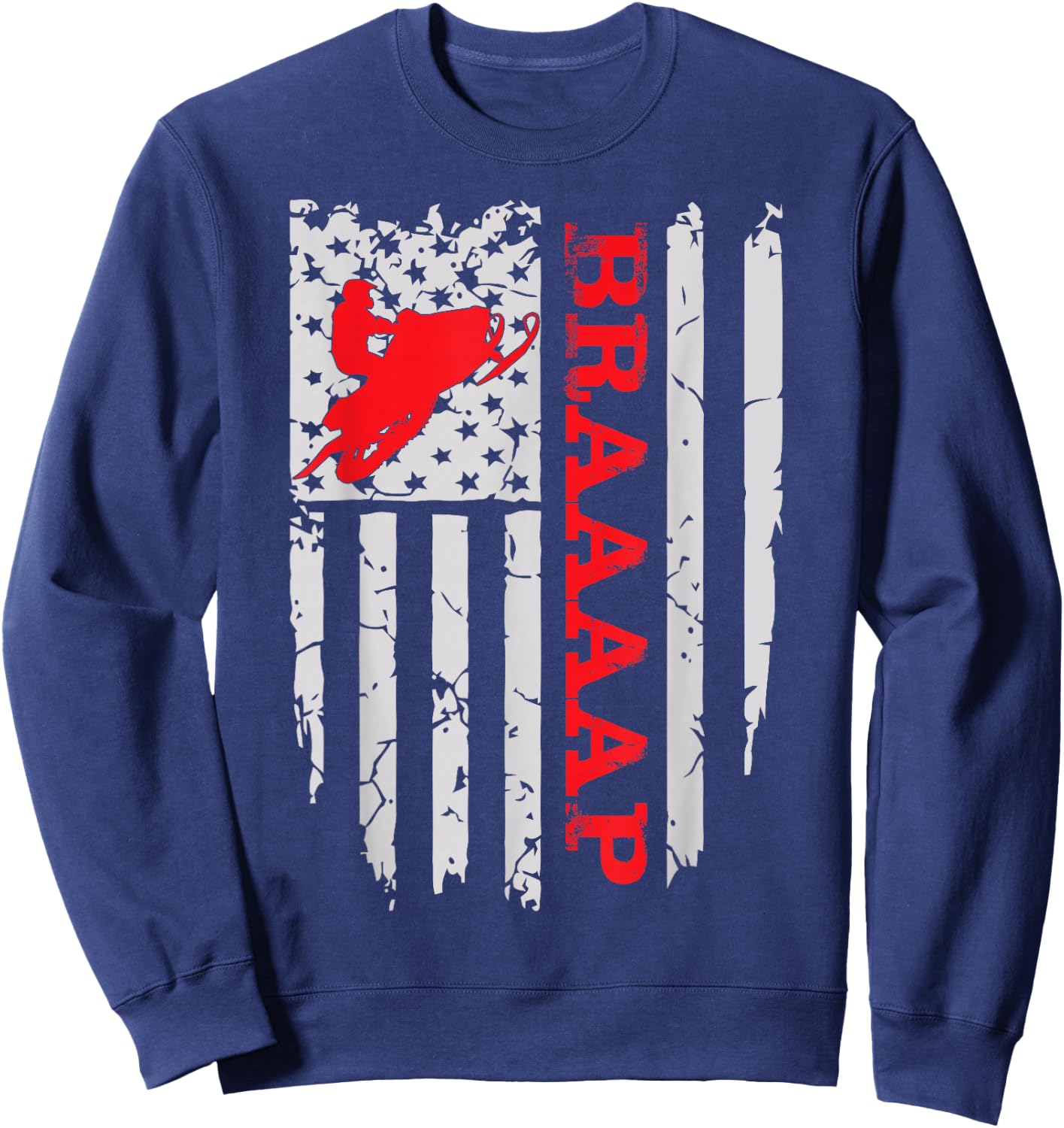 Funny American Flag Snowmobile Men Women Novelty Sweatshirt - Sweatshirt | Navy