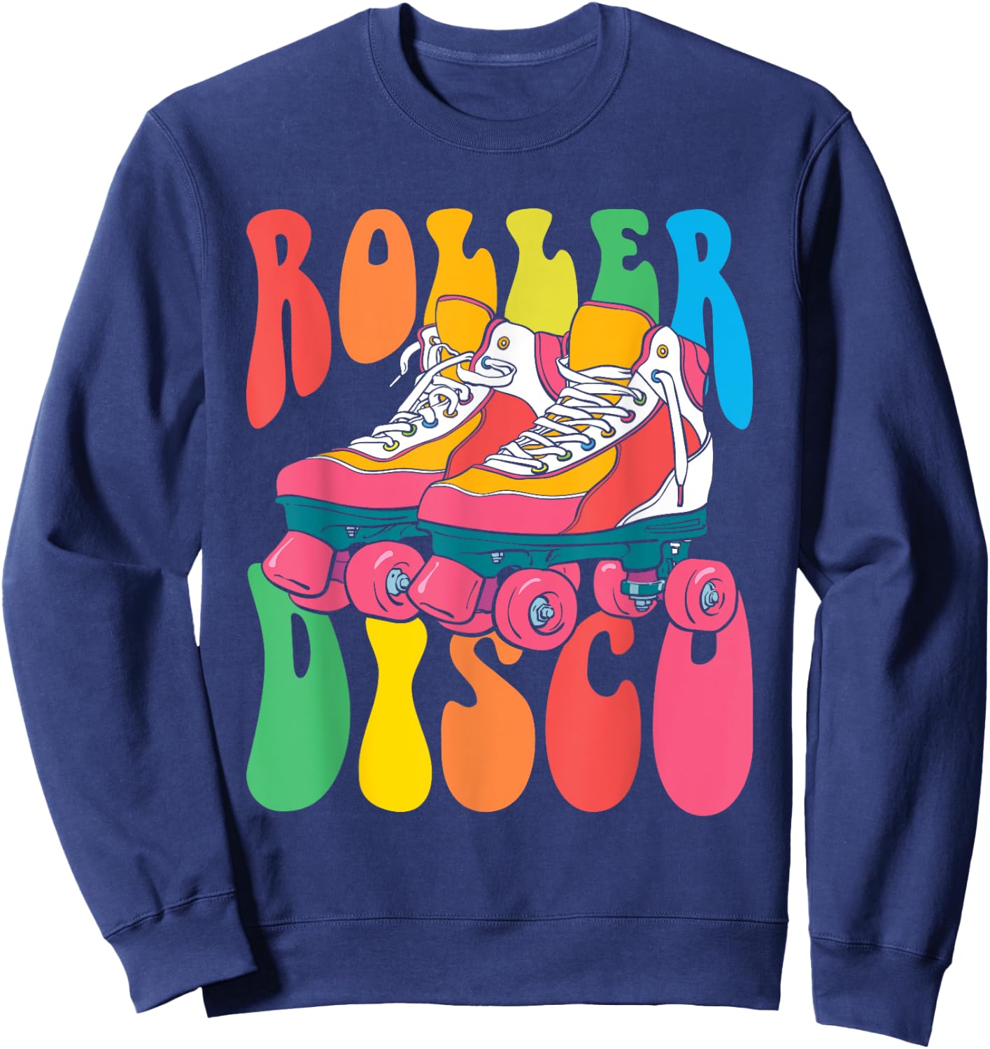Roller Disco Seventies 70's Costume Skates Sweatshirt - Sweatshirt | Navy