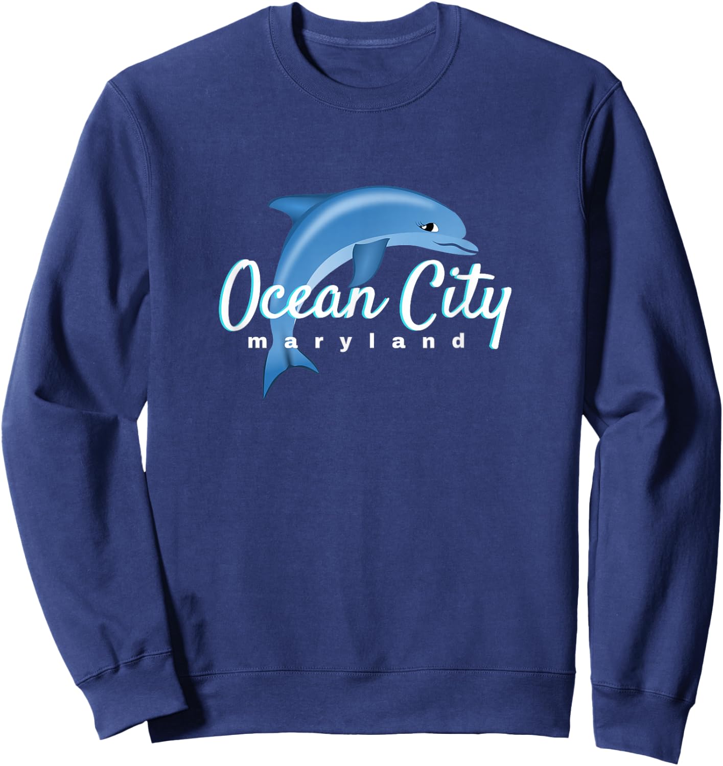 Ocean City Maryland , Ocean City MD Dolphin Sweatshirt - Sweatshirt | Navy