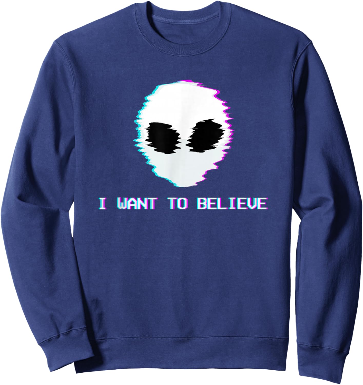 I Want to Believe Alien Pastel Aesthetic Sweatshirt - Sweatshirt | Navy