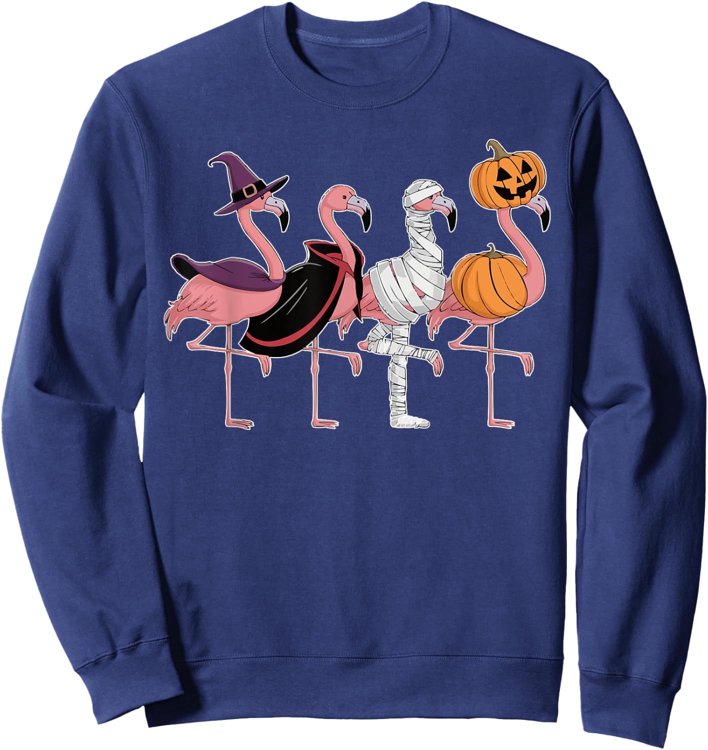 Flamingo Halloween Spooky Wading Bird Scary Trick Or Treat Sweatshirt - Sweatshirt | Navy