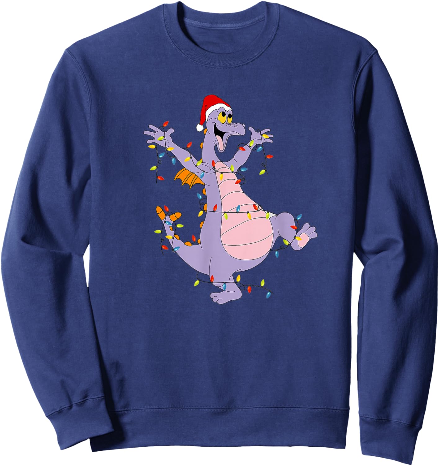 Funny Cute Dragon Figment Lights Christmas Santa Gift Sweatshirt - Sweatshirt | Navy