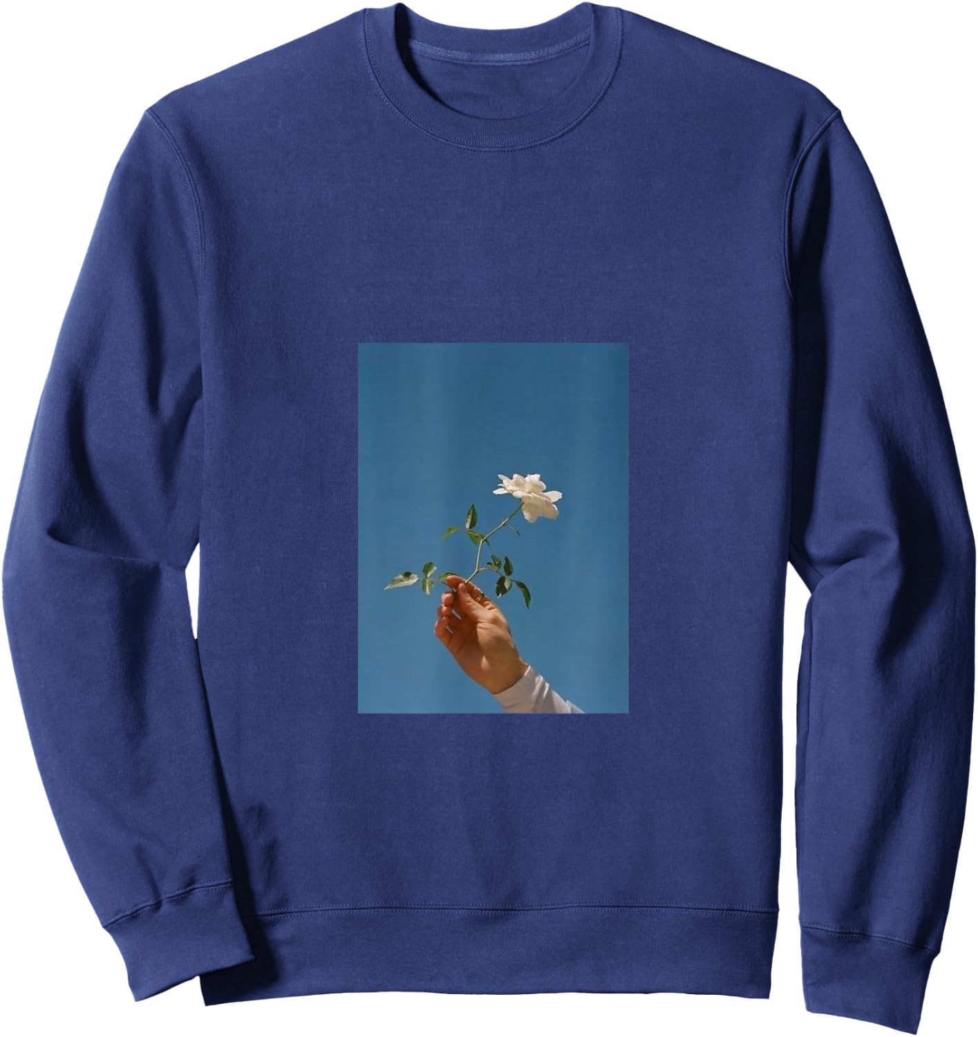 Cute Graphic white Rose Tops Teen Girl aesthetic inspiring Sweatshirt - Sweatshirt | Navy