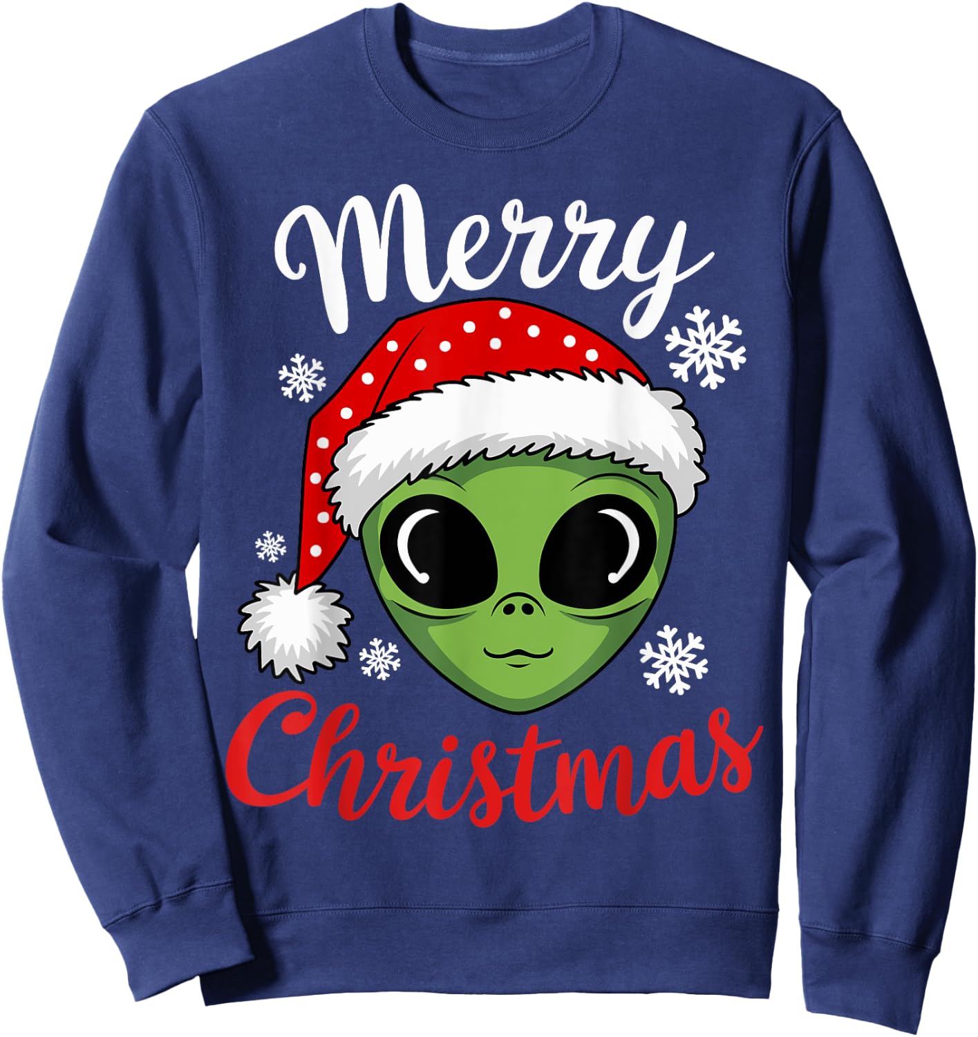 Christmas Alien Santa Christmas UFO Alien Xmas Sweatshirt - Sweatshirt | Navy