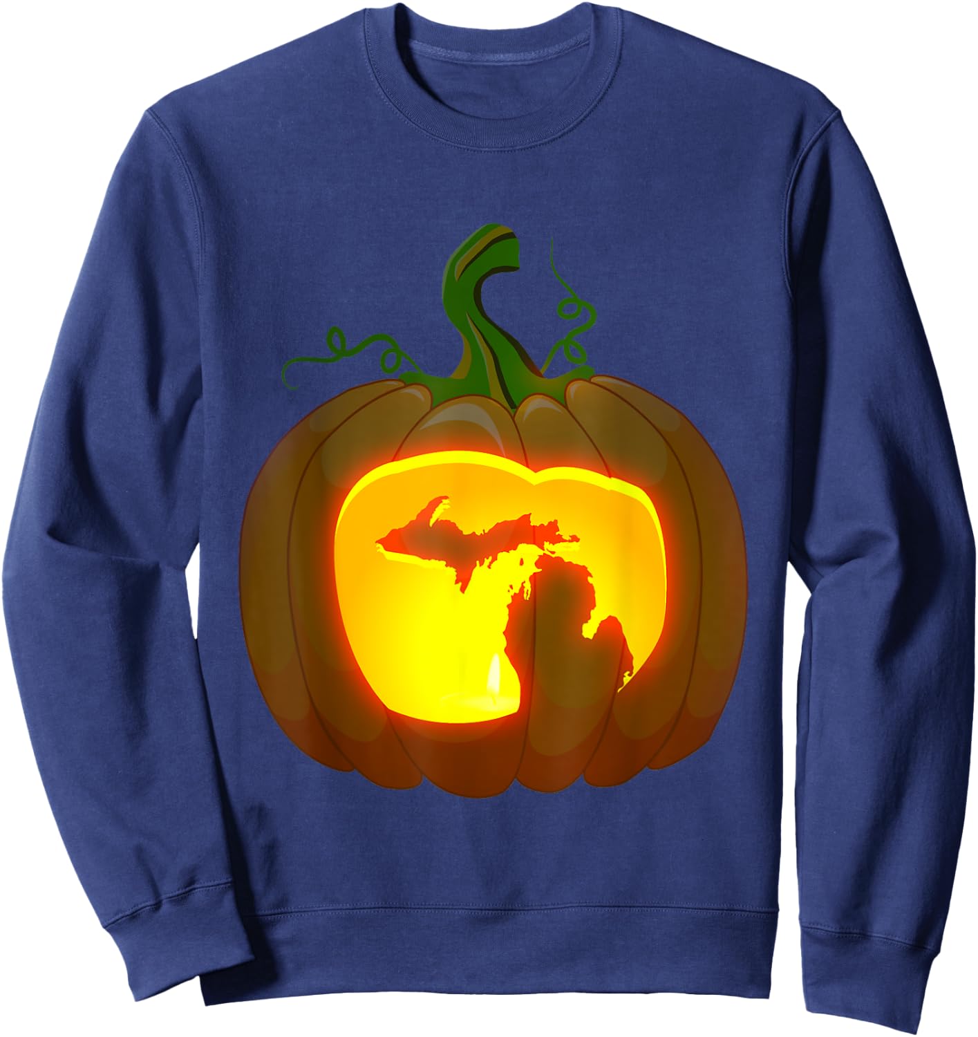 Michigan Halloween Pumpkin Shirt Sweatshirt - Sweatshirt | Navy
