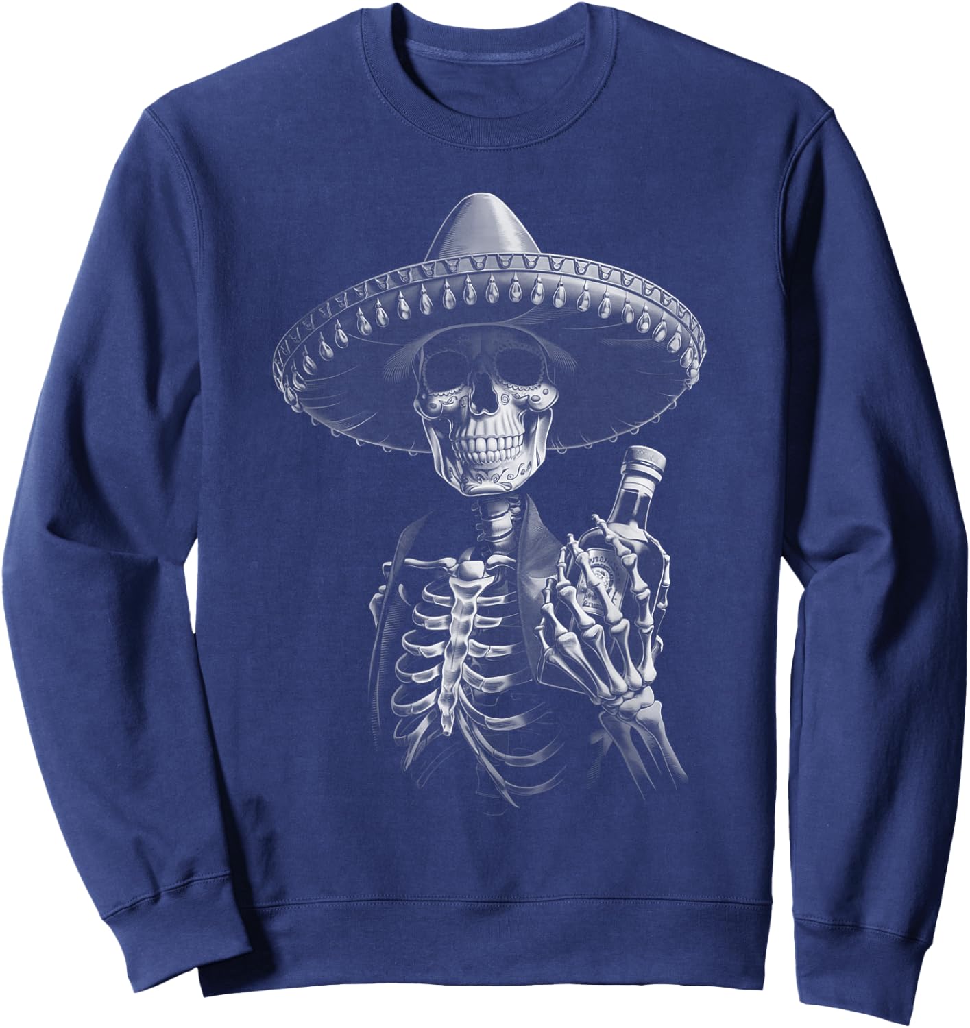 Vintage Mariachi Skeleton Charro Mexican Tequila Party Sweatshirt - Sweatshirt | Navy