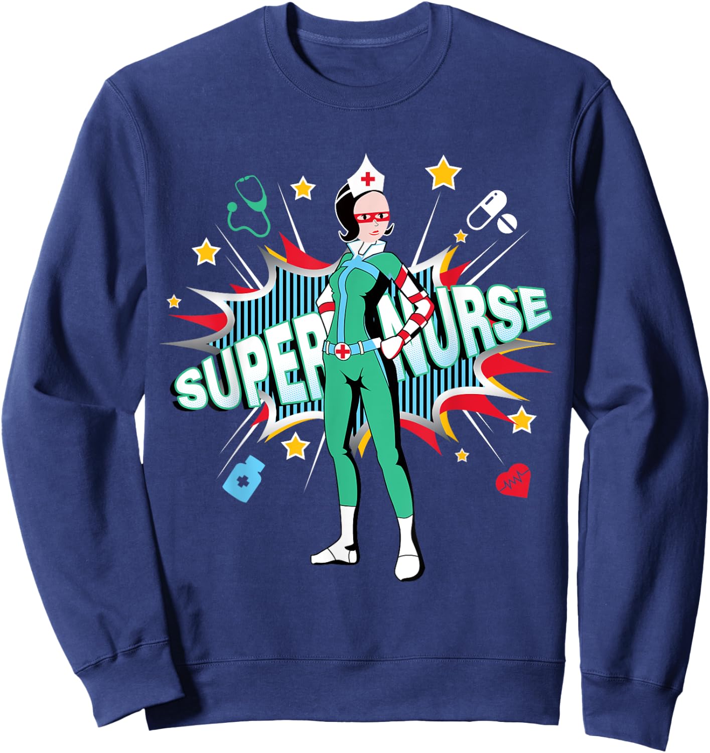 Super Nurse Shirt Best Superhero Funny RN Nurse Sweatshirt - Sweatshirt | Navy