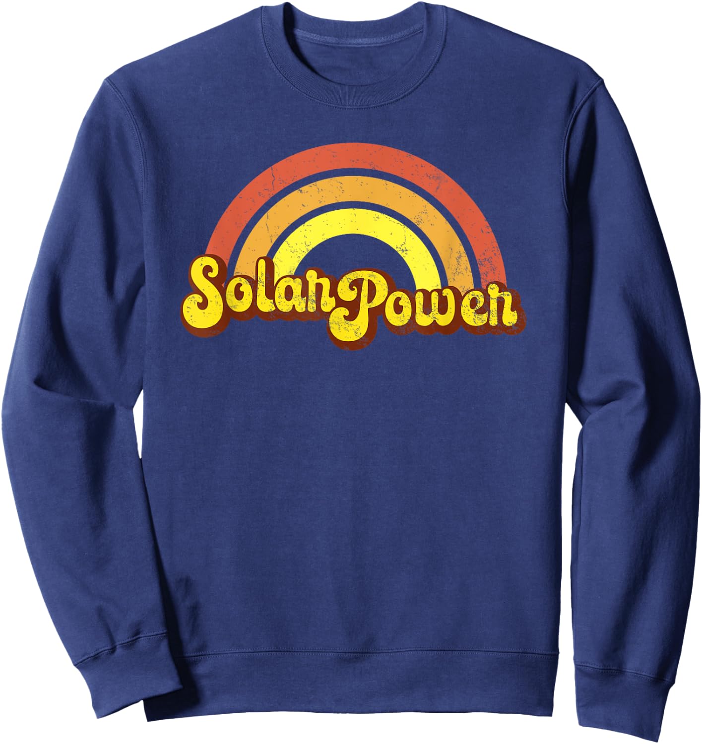 Rainbow Solar Power - Yellow Retro, Hippy, Hippie Sweatshirt - Sweatshirt | Navy