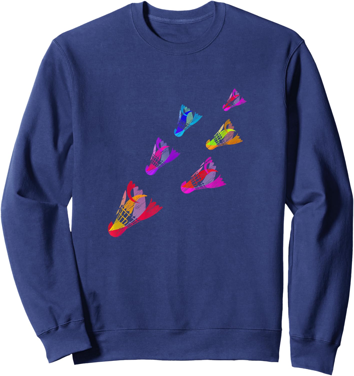 Colorful Badminton Shuttlecock Art Sports Sweatshirt - Sweatshirt | Navy