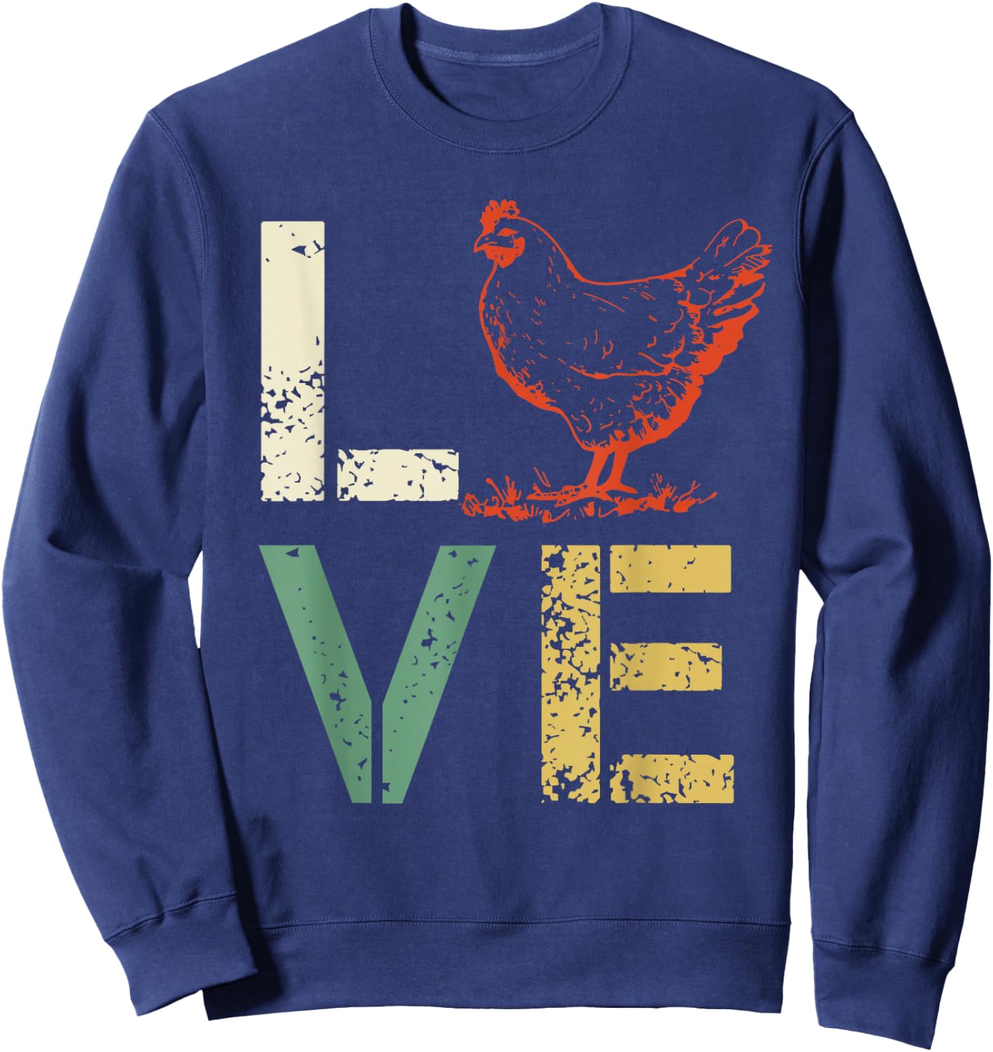 Vintage Chicken - LOVE Poultry Farmer Shirt Gift Sweatshirt - Sweatshirt | Navy