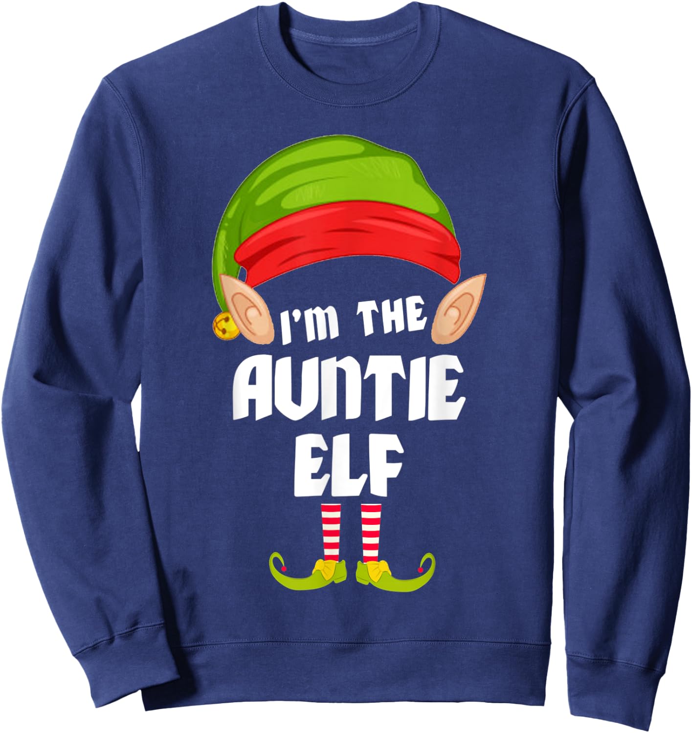 Funny Auntie Elf Matching Family Group PJ Christmas Sweatshirt - Sweatshirt | Navy