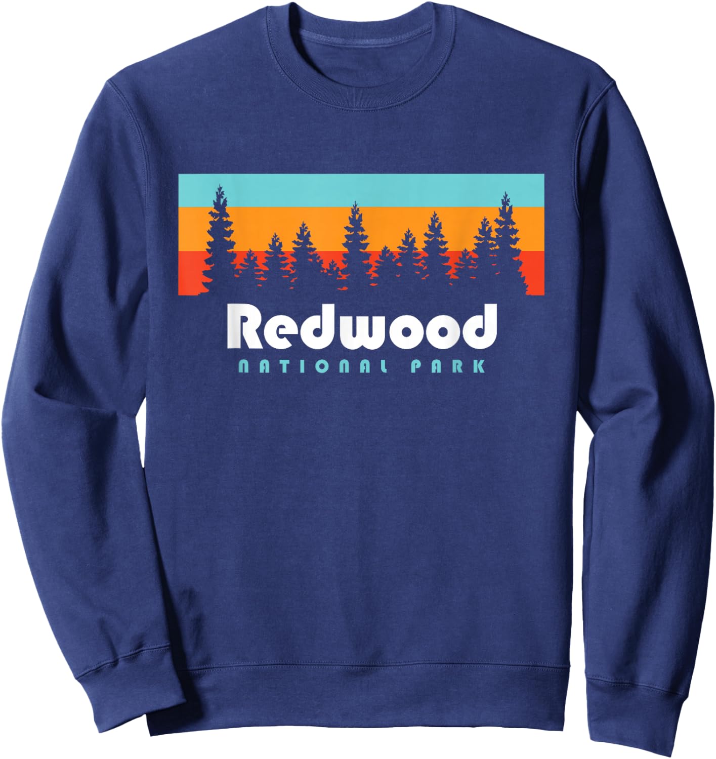 Redwood National Park California Retro Vintage Trees Sweatshirt - Sweatshirt | Navy