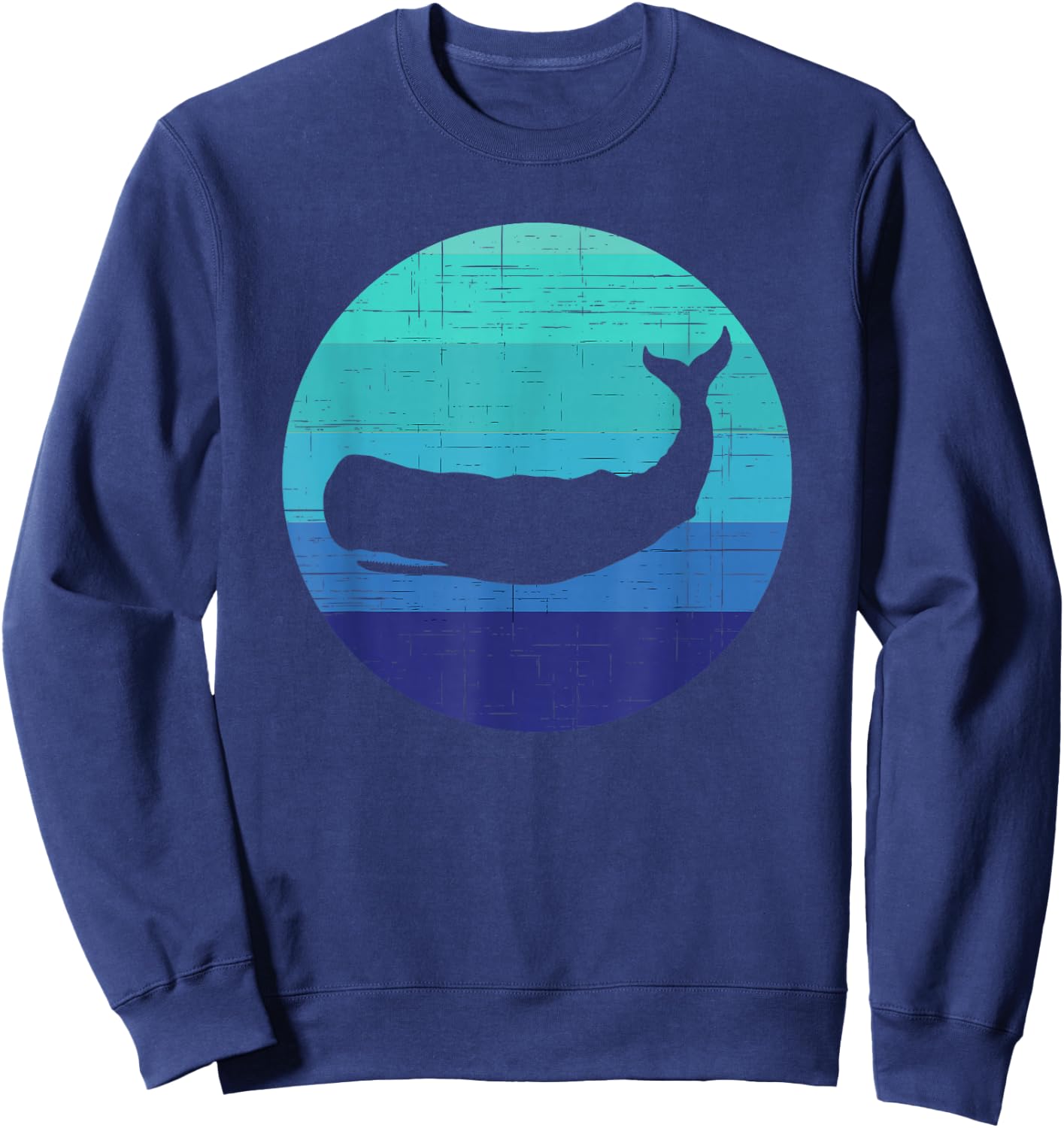 Retro Sunset Sperm Whale Silhouette Sweatshirt - Sweatshirt | Navy