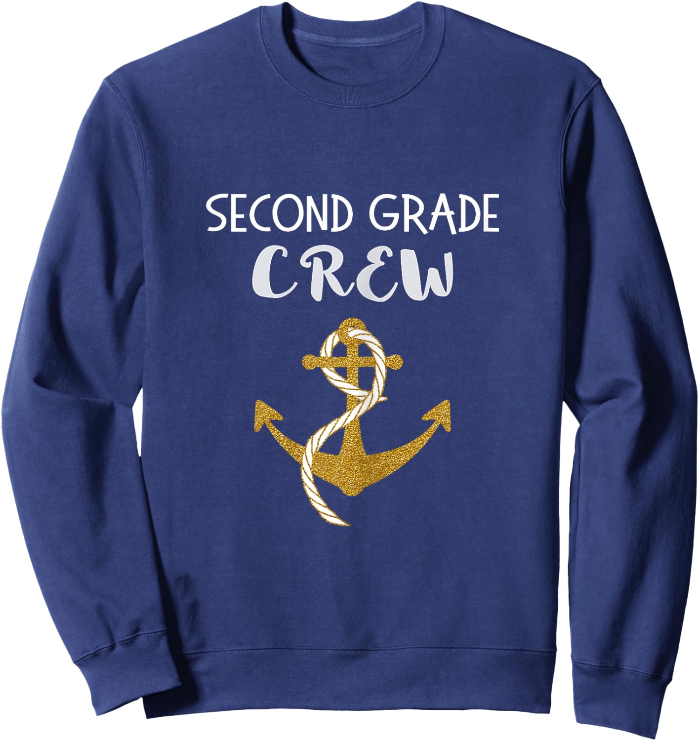 Second Grade Teacher Crew with Anchor for Summer Cruise Girls Kids Sweatshirt - Sweatshirt | Navy
