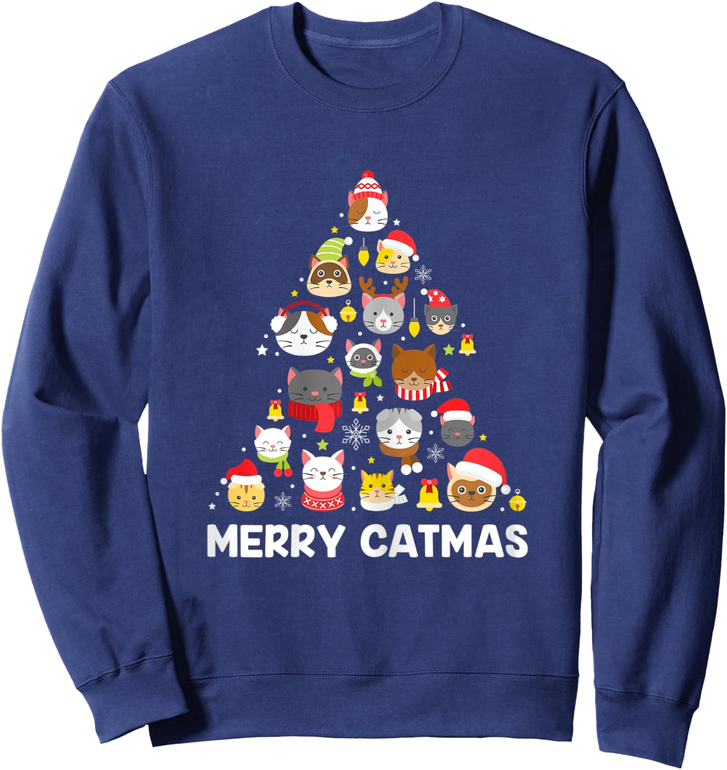 Merry Catmas Funny Christmas Cat Shirt for Cat Lovers Sweatshirt - Sweatshirt | Navy