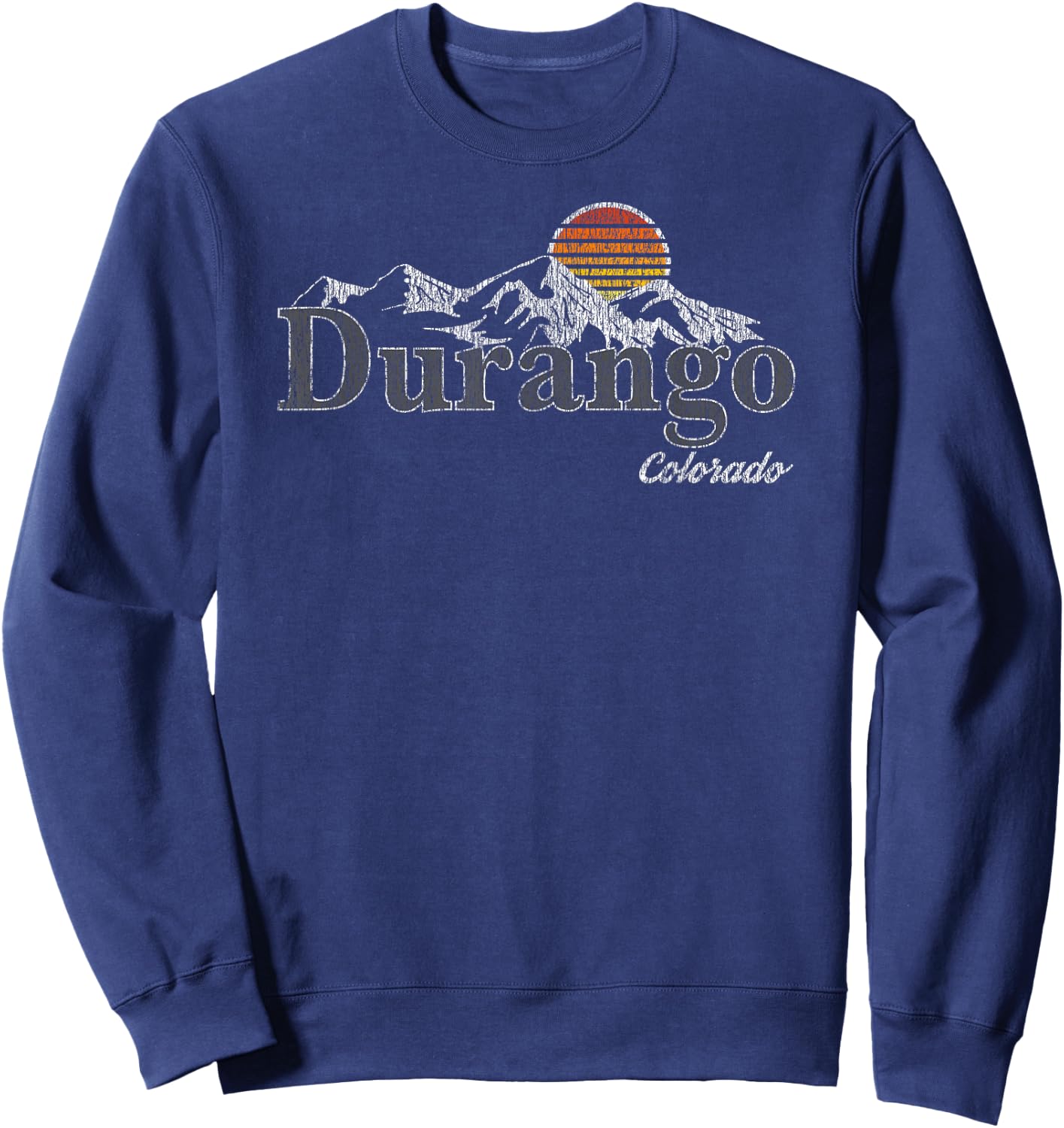 Retro Durango Colorado Mountain Sweatshirt - Sweatshirt | Navy