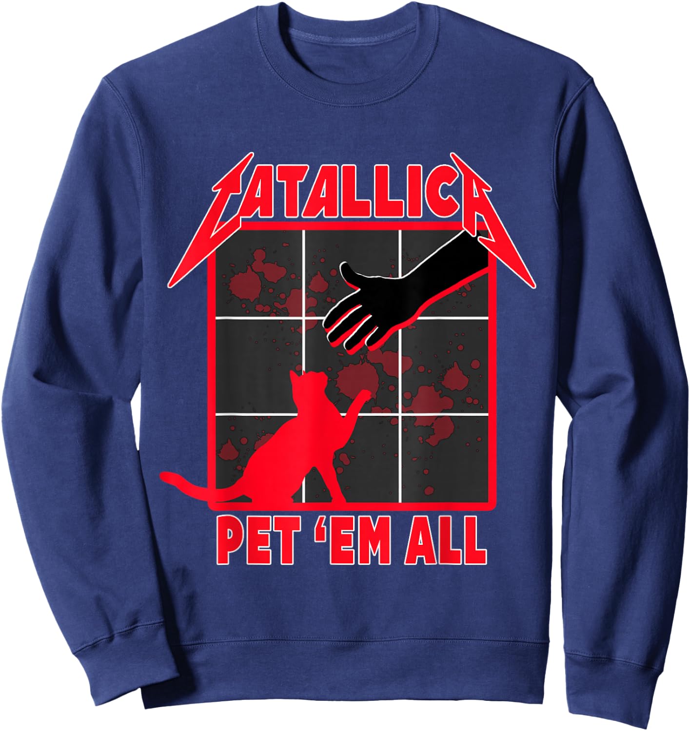 Catallica - Pet 'Em All funny cat Sweatshirt - Sweatshirt | Navy