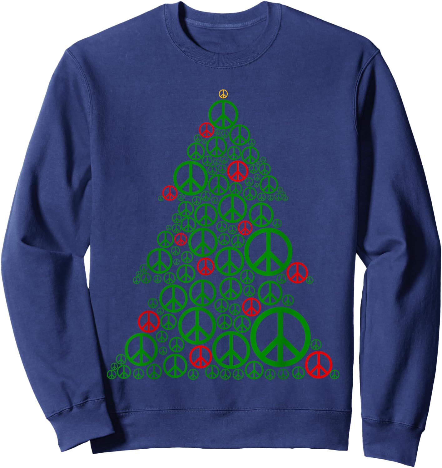 PEACE SIGN Christmas Tree | Hippies Xmas Shirts Sweatshirt - Sweatshirt | Navy