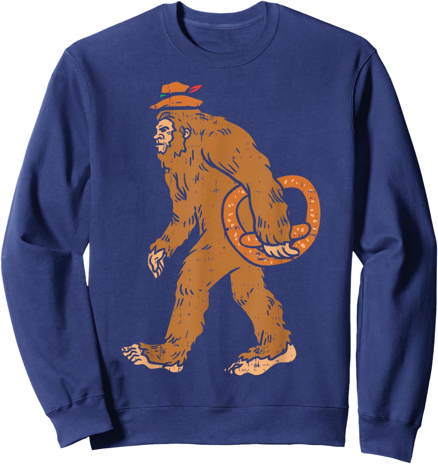 German Bigfoot Sasquatch Pretzel Funny Oktoberfest Men Kids Sweatshirt - Sweatshirt | Navy