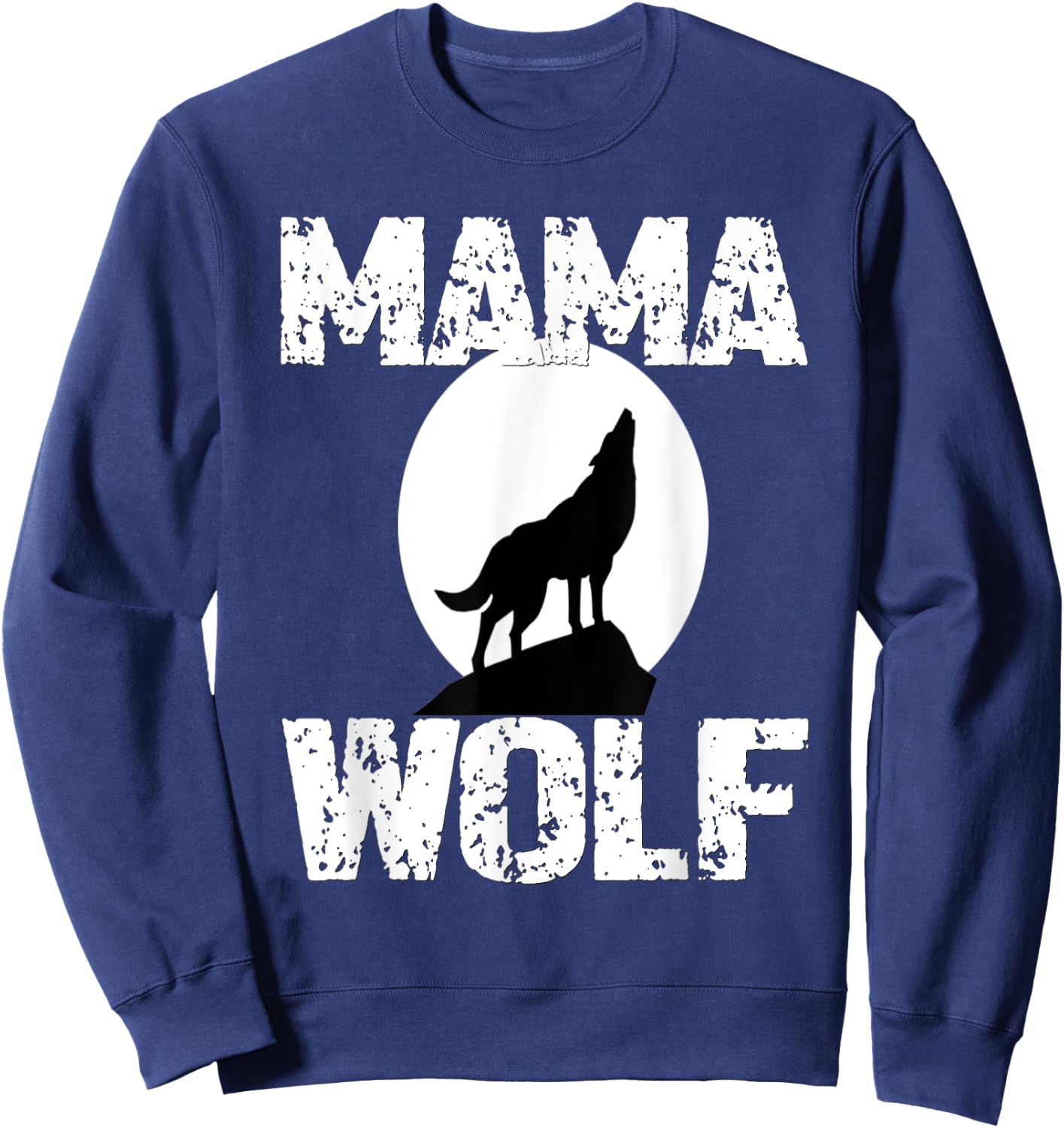Mama Wolf Matching Family Tribe Wolves Moon Woman Sweatshirt - Sweatshirt | Navy