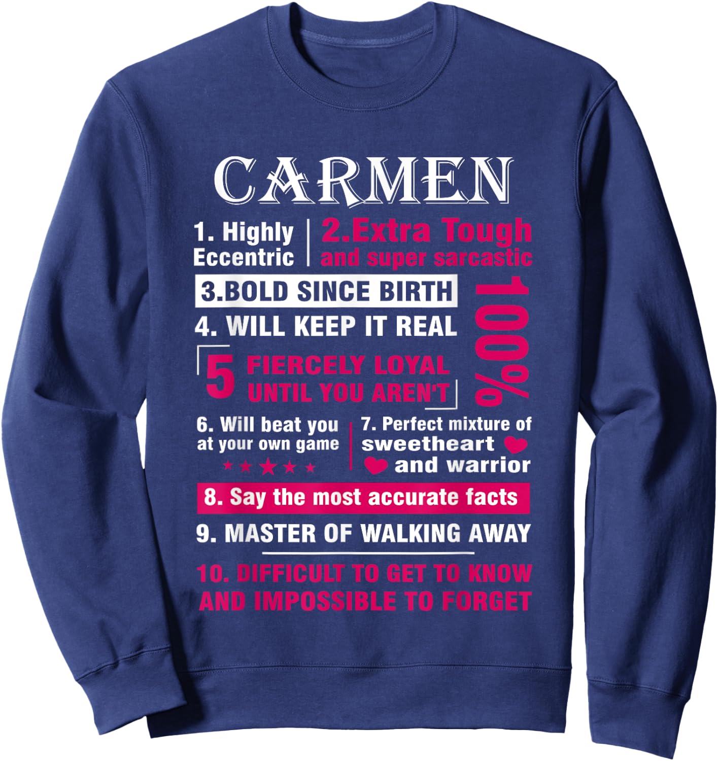 CARMEN Highly Eccentric 10 Facts Shirt First Name shirt Sweatshirt - Sweatshirt | Navy
