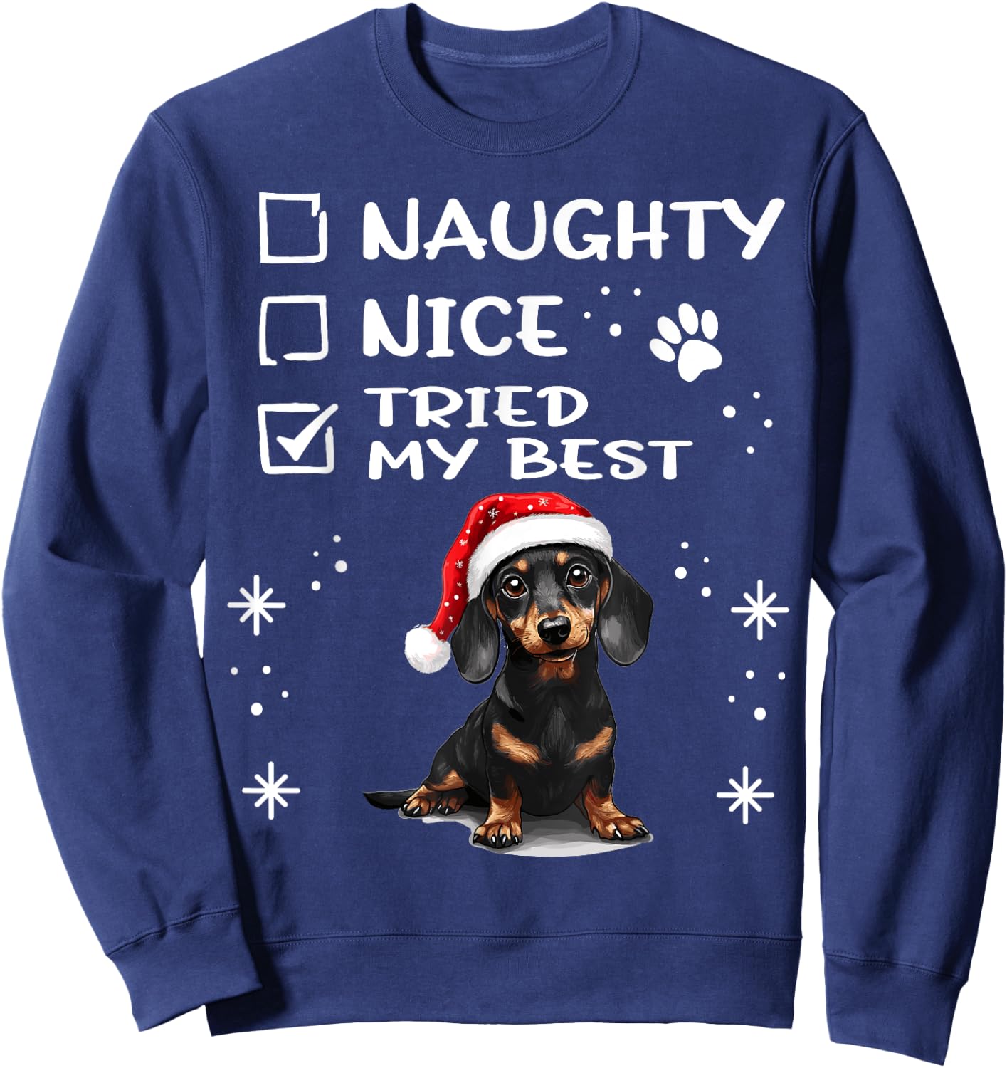 Cute Dachshund Wiener Doxie dog Dog Christmas Naughty Nice Sweatshirt - Sweatshirt | Navy