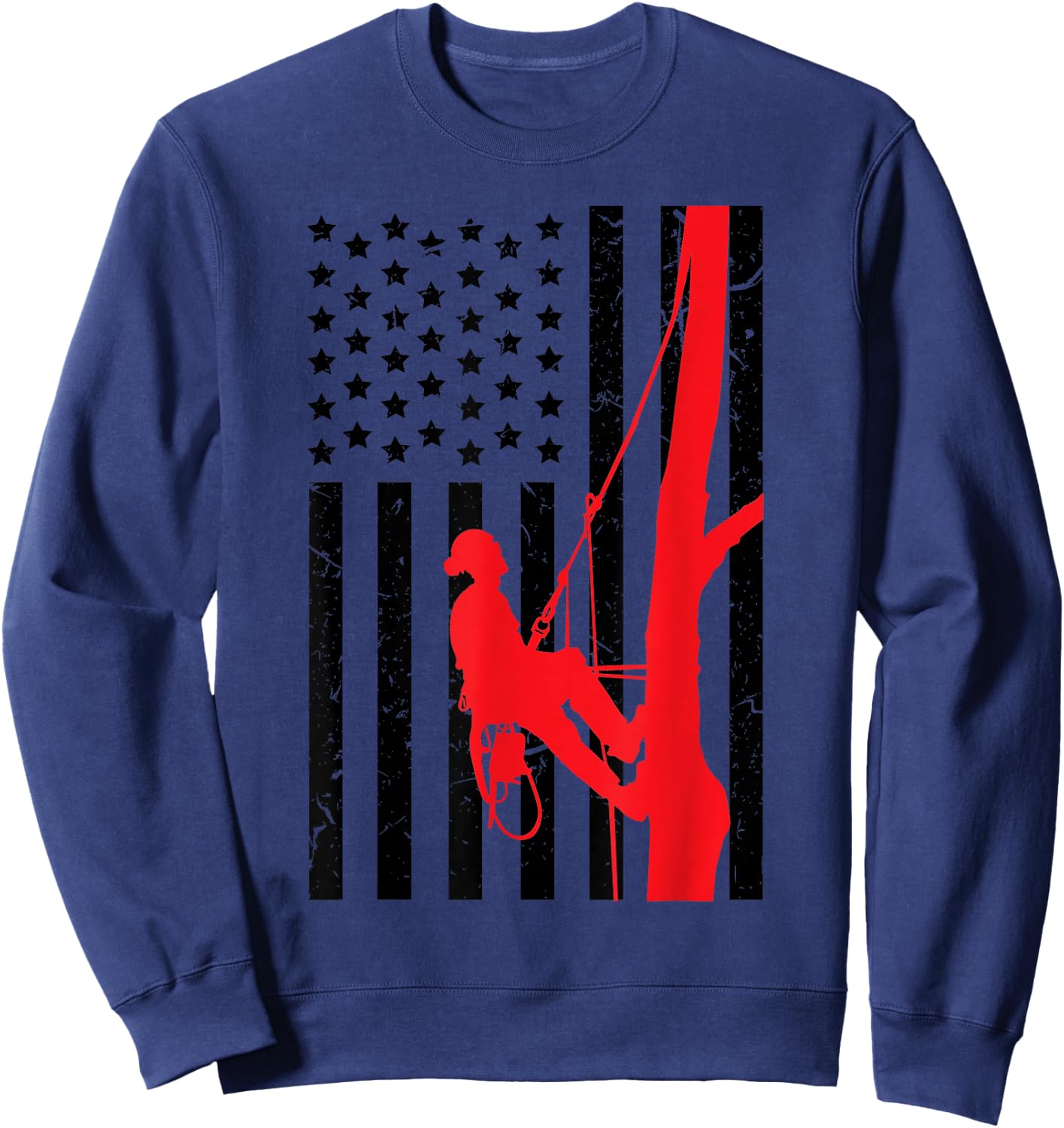 Arborist Patriotic Gift Distressed American Flag 4th of July Sweatshirt - Sweatshirt | Navy