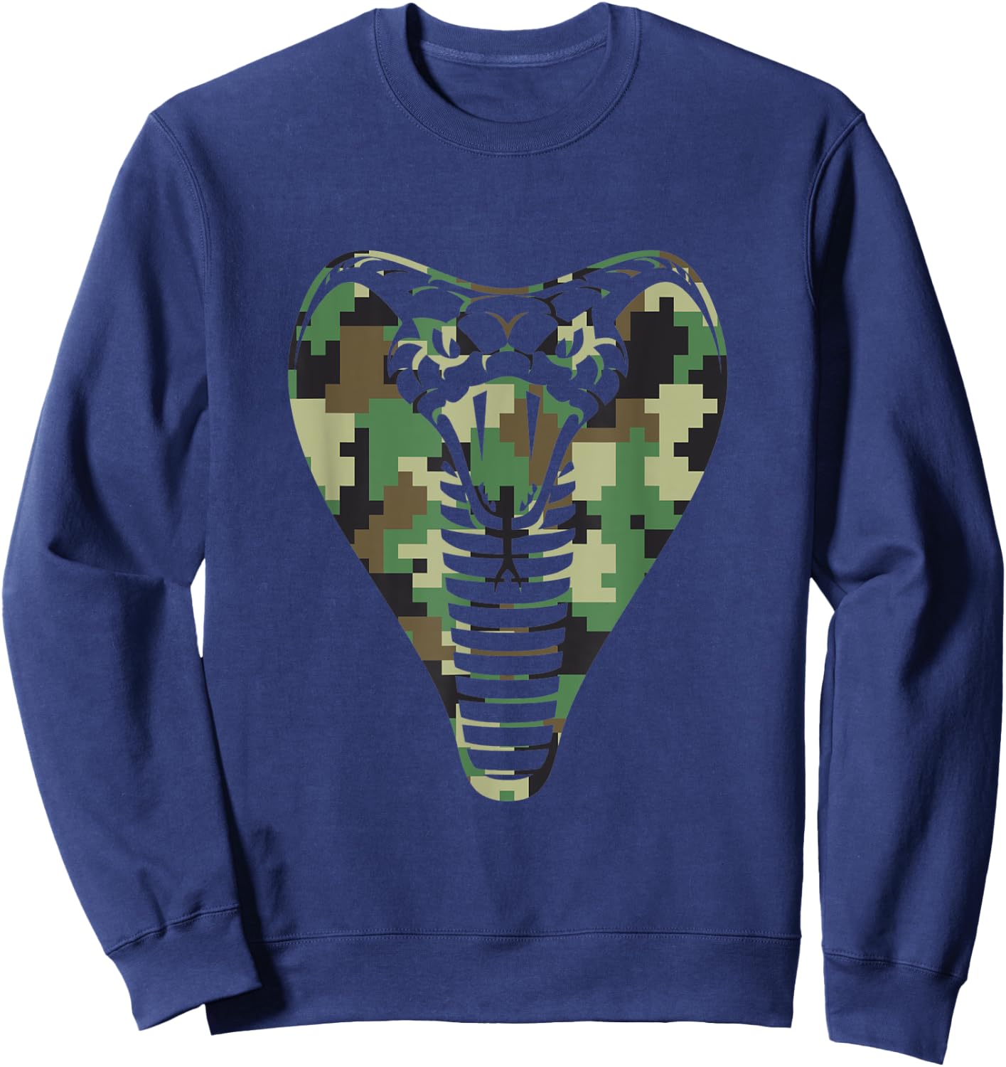 Camouflage King Cobra Snake Lover Graphic Sweatshirt - Sweatshirt | Navy